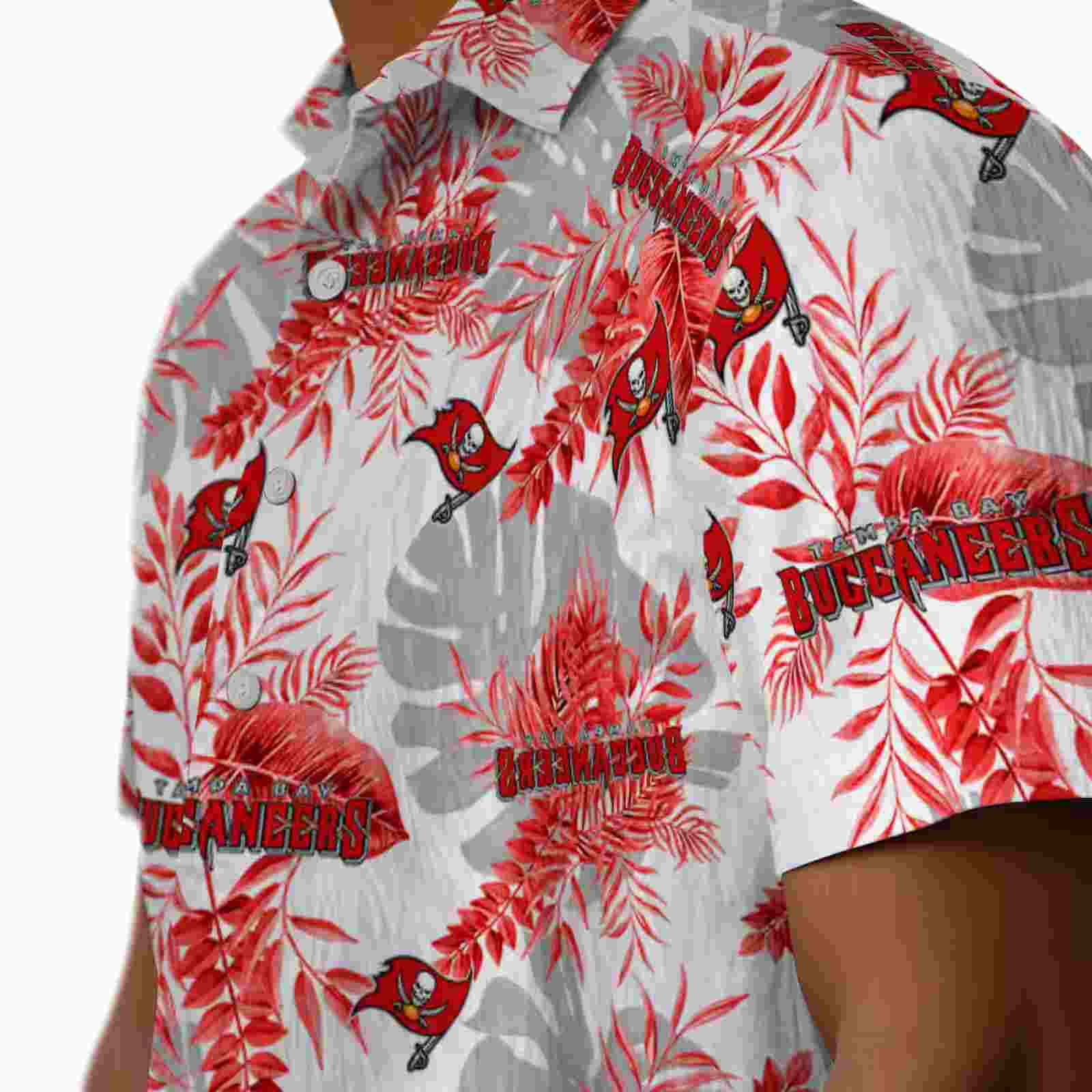 tampa bay buccaneers tropical leaves red white hawaiian shirt trendy