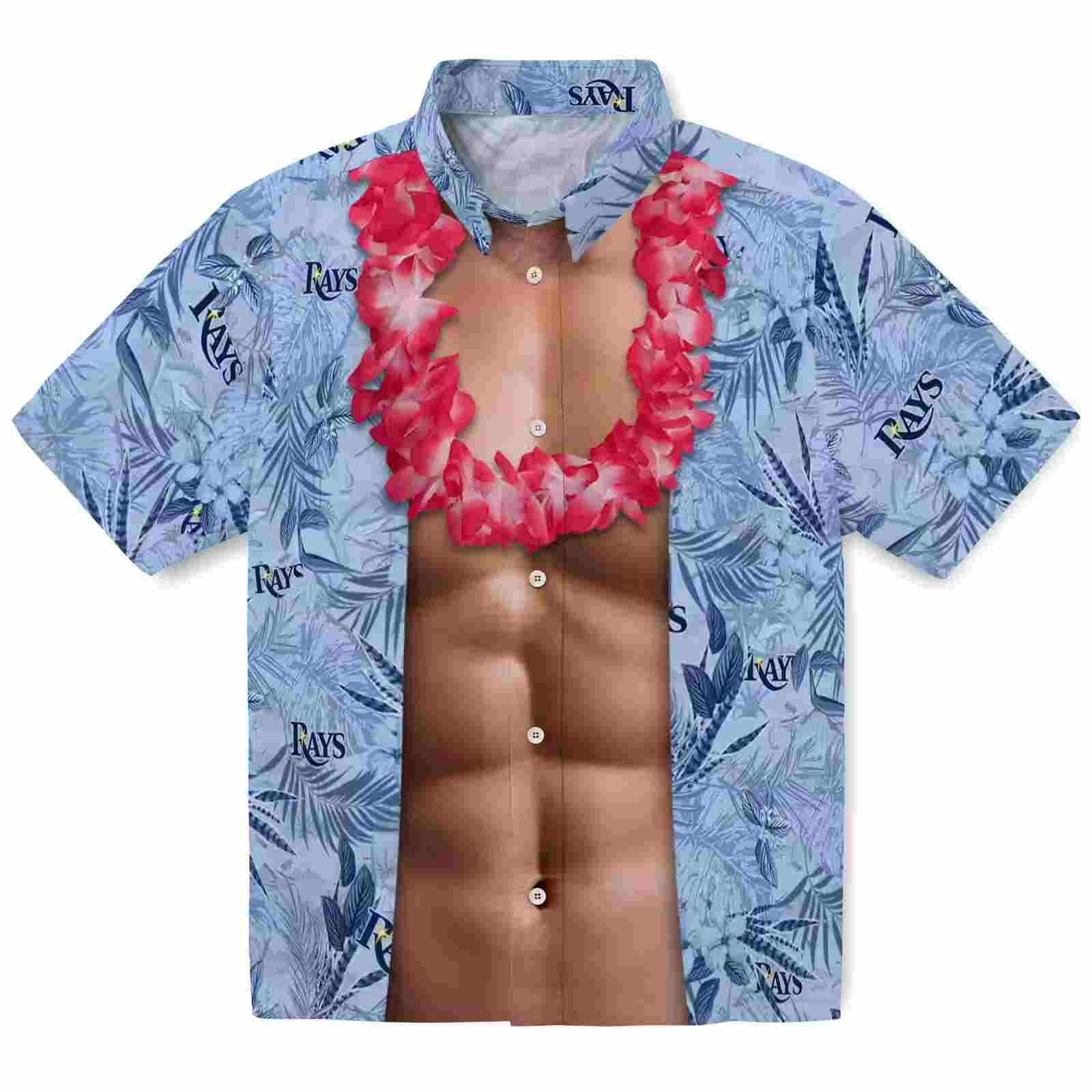 Tampa Bay Rays Chest Illusion Navy Hawaiian Shirt