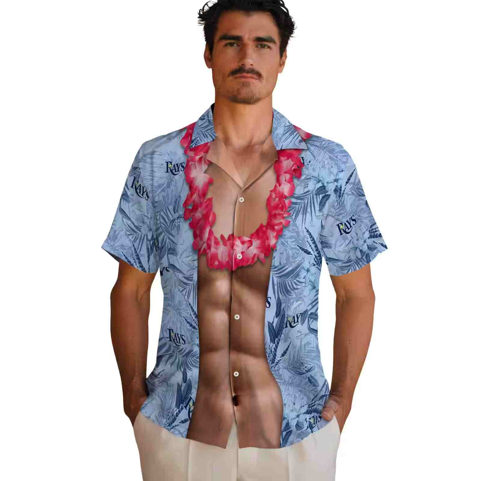 tampa bay rays chest illusion navy hawaiian shirt fashion forward