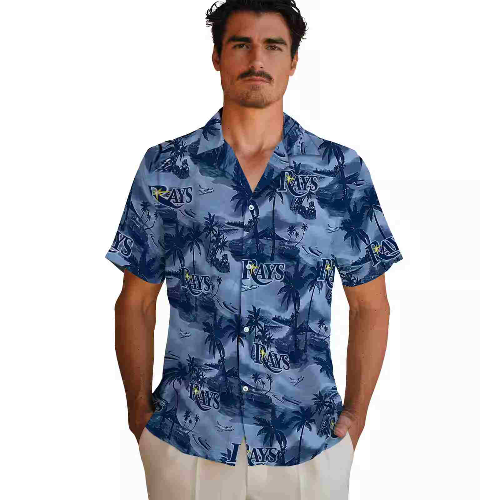 tampa bay rays coastal palms navy hawaiian shirt fashion forward