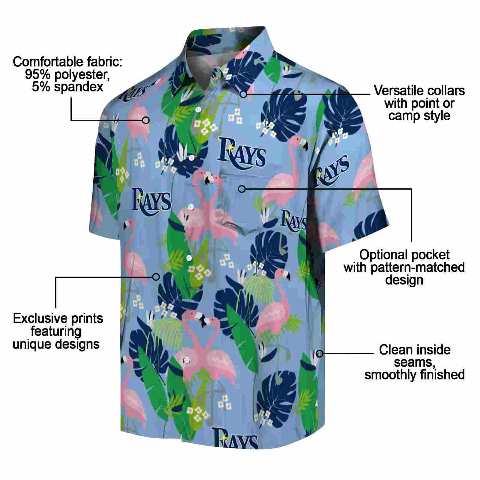 tampa bay rays flamingo foliage navy green hawaiian shirt new arrival