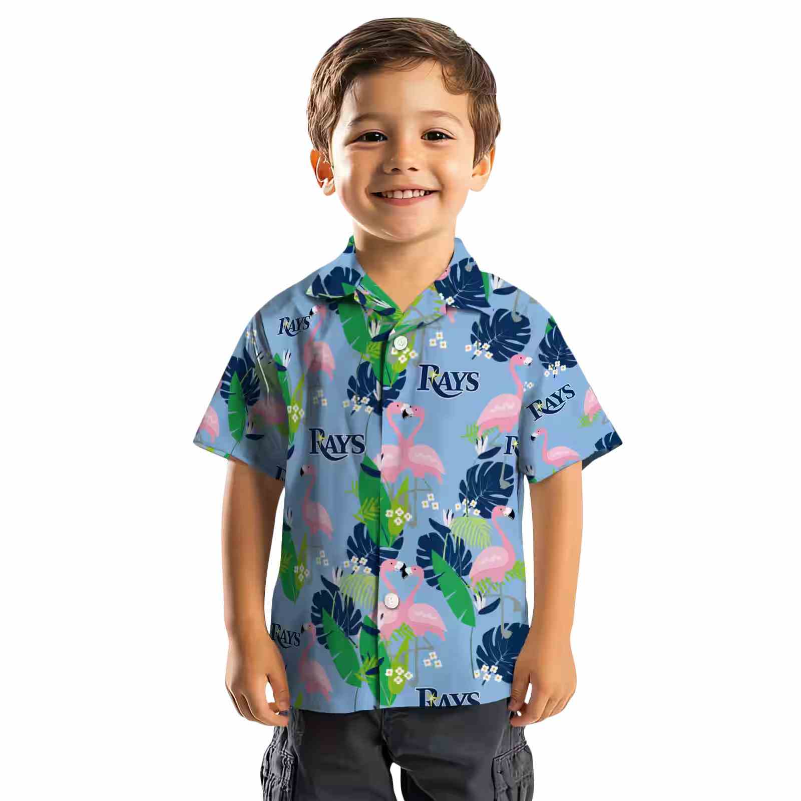 tampa bay rays flamingo foliage navy green hawaiian shirt top rated