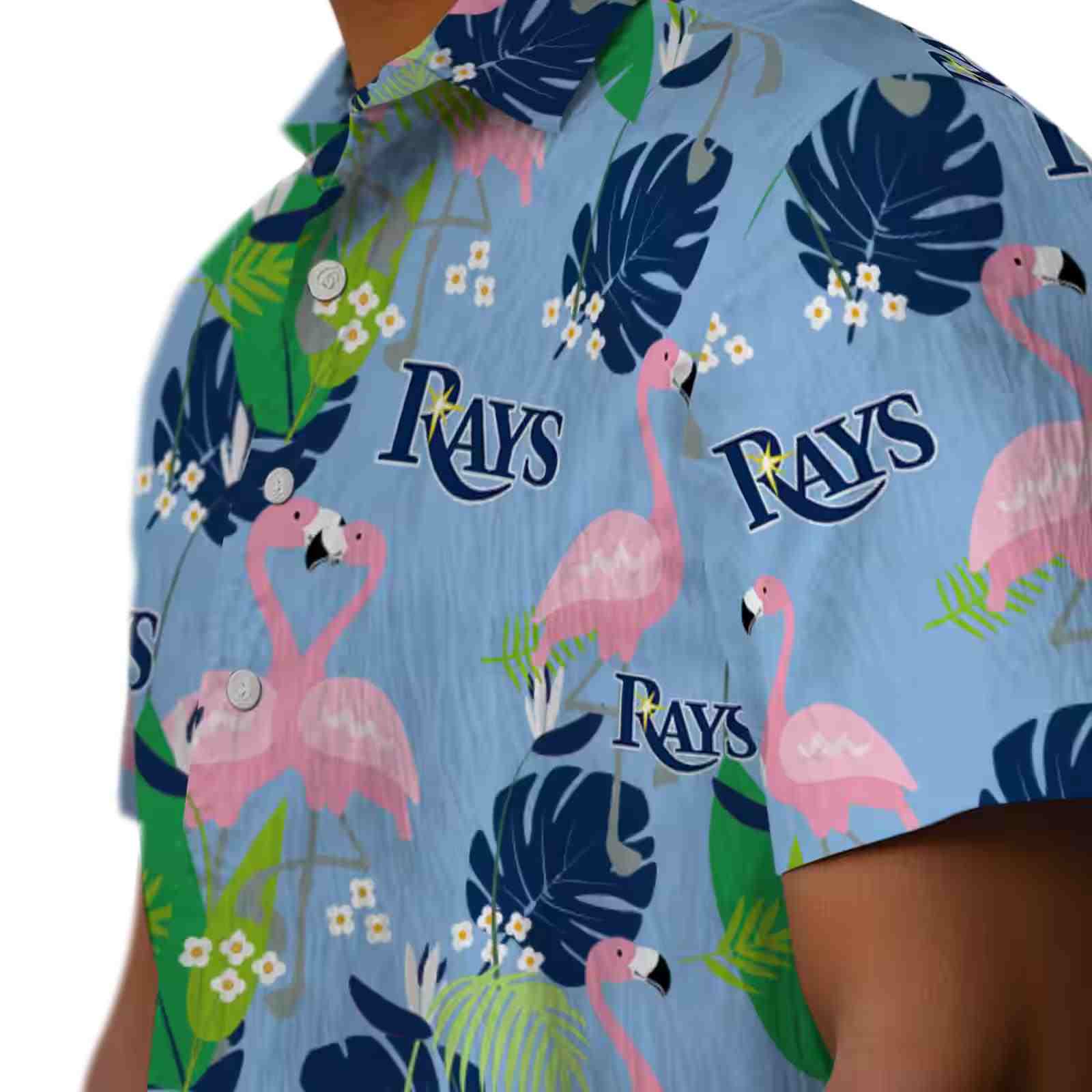 tampa bay rays flamingo foliage navy green hawaiian shirt trendy