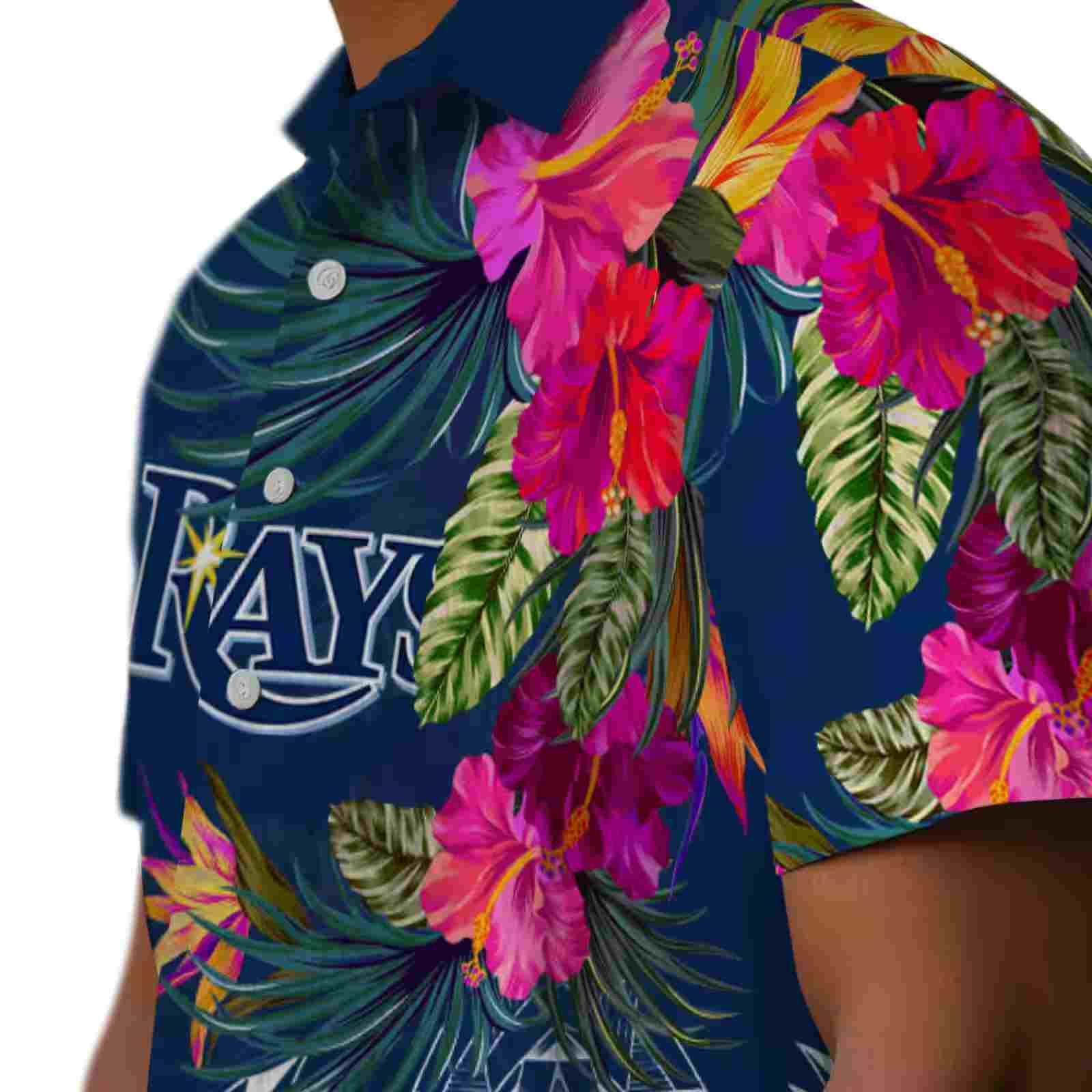 tampa bay rays floral polynesian navy hawaiian shirt trendy