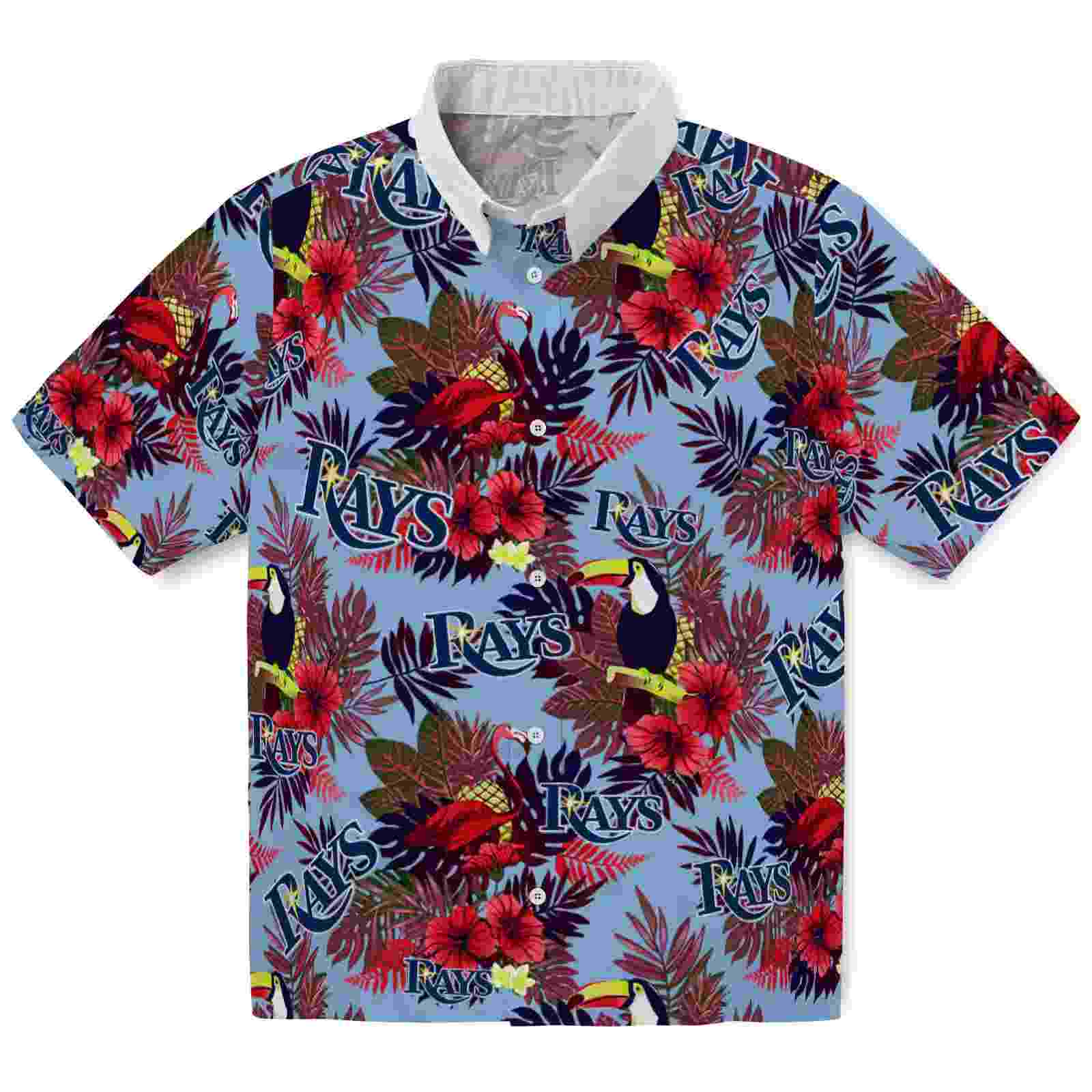 Tampa Bay Rays Floral Toucan Navy Red Hawaiian Shirt