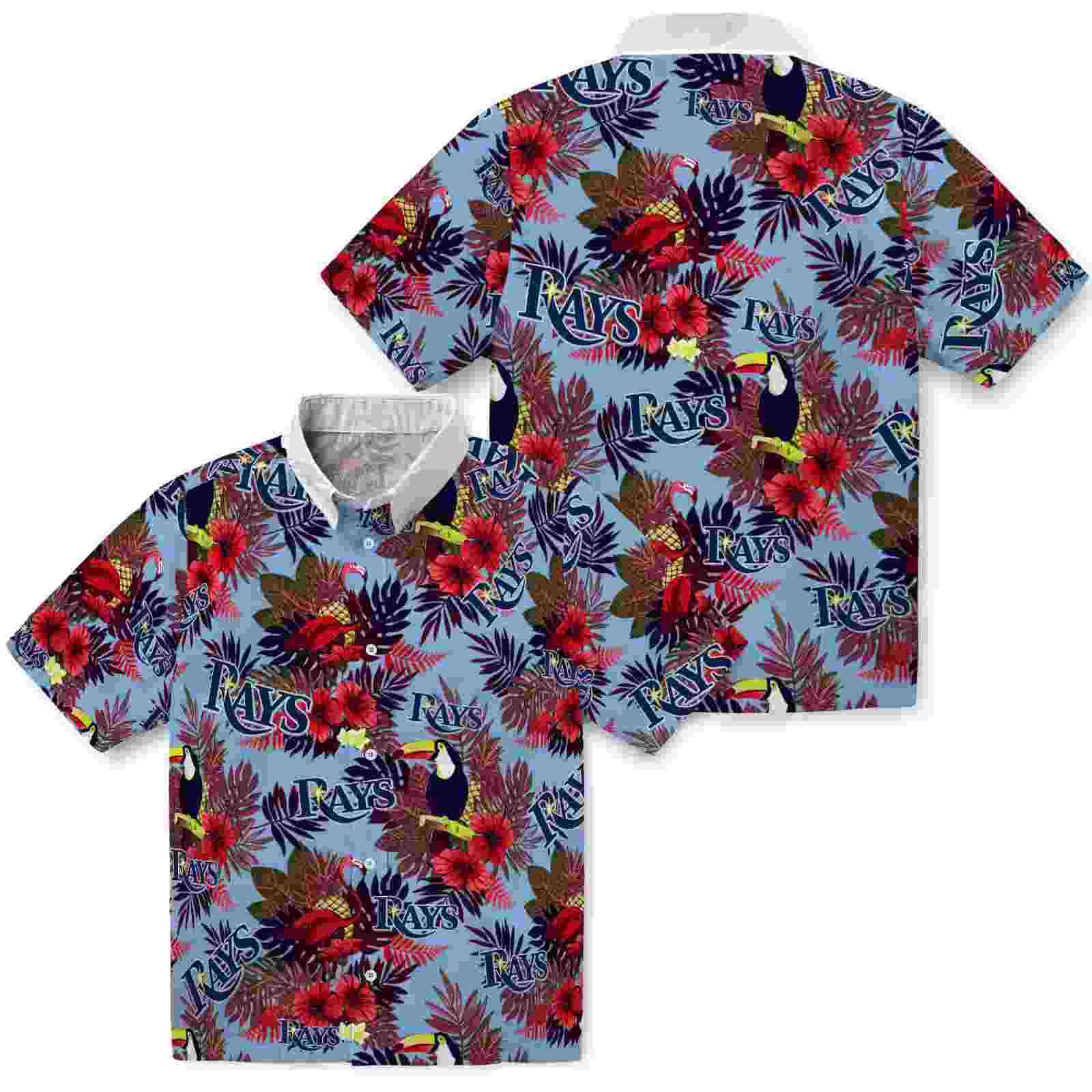 tampa bay rays floral toucan navy red hawaiian shirt high quality