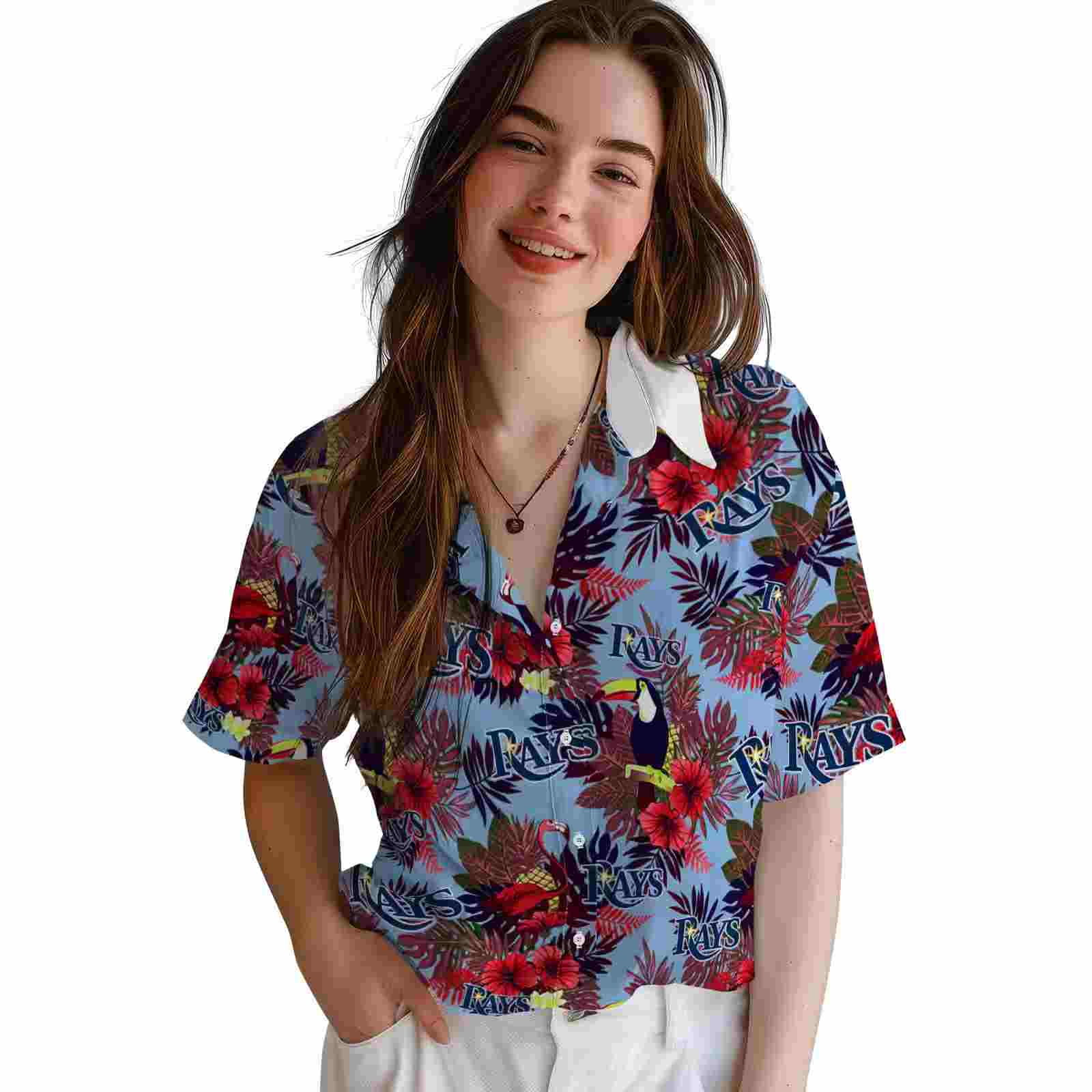 tampa bay rays floral toucan navy red hawaiian shirt latest model