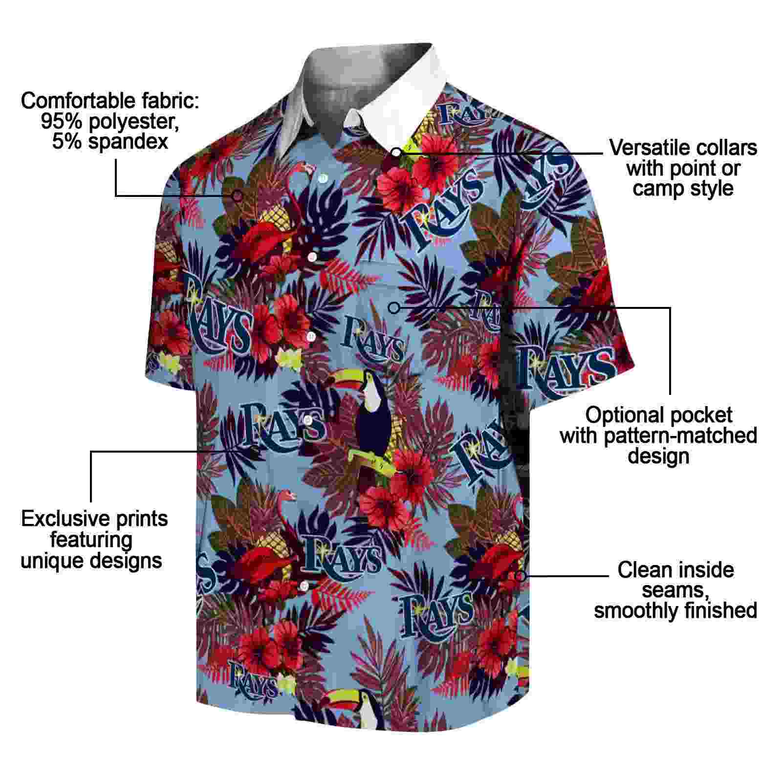 tampa bay rays floral toucan navy red hawaiian shirt new arrival