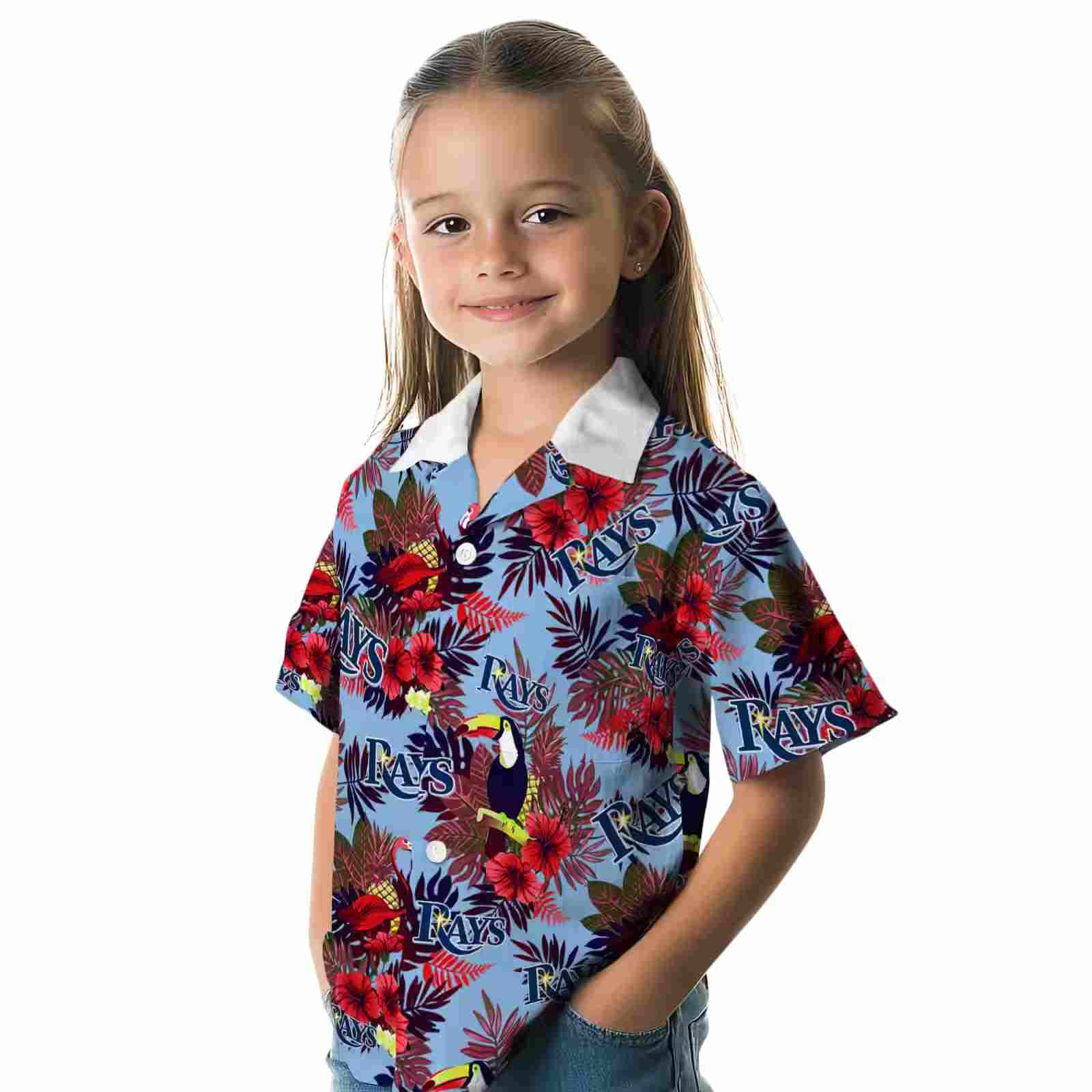 tampa bay rays floral toucan navy red hawaiian shirt premium grade