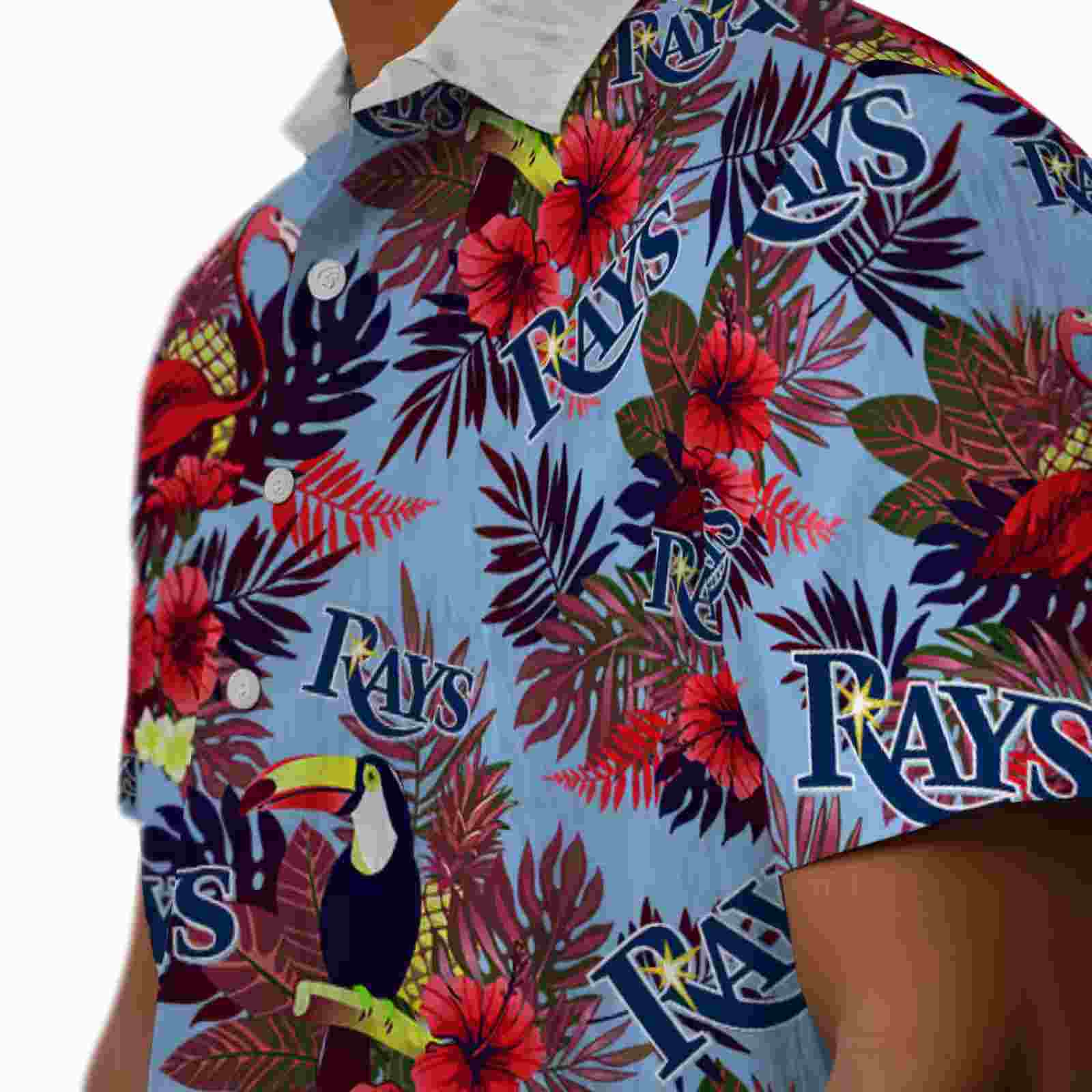 tampa bay rays floral toucan navy red hawaiian shirt trendy