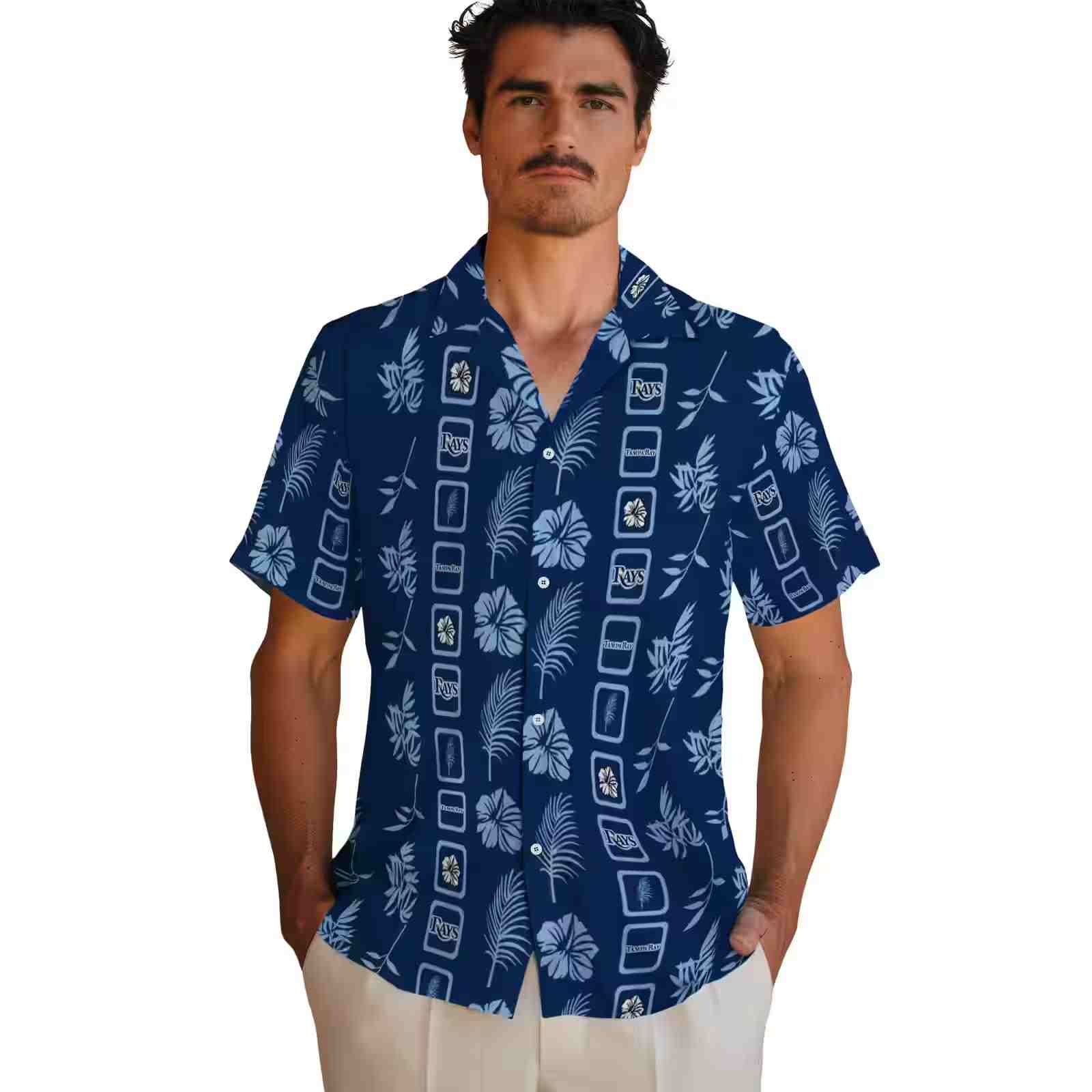 tampa bay rays framed floral navy hawaiian shirt fashion forward