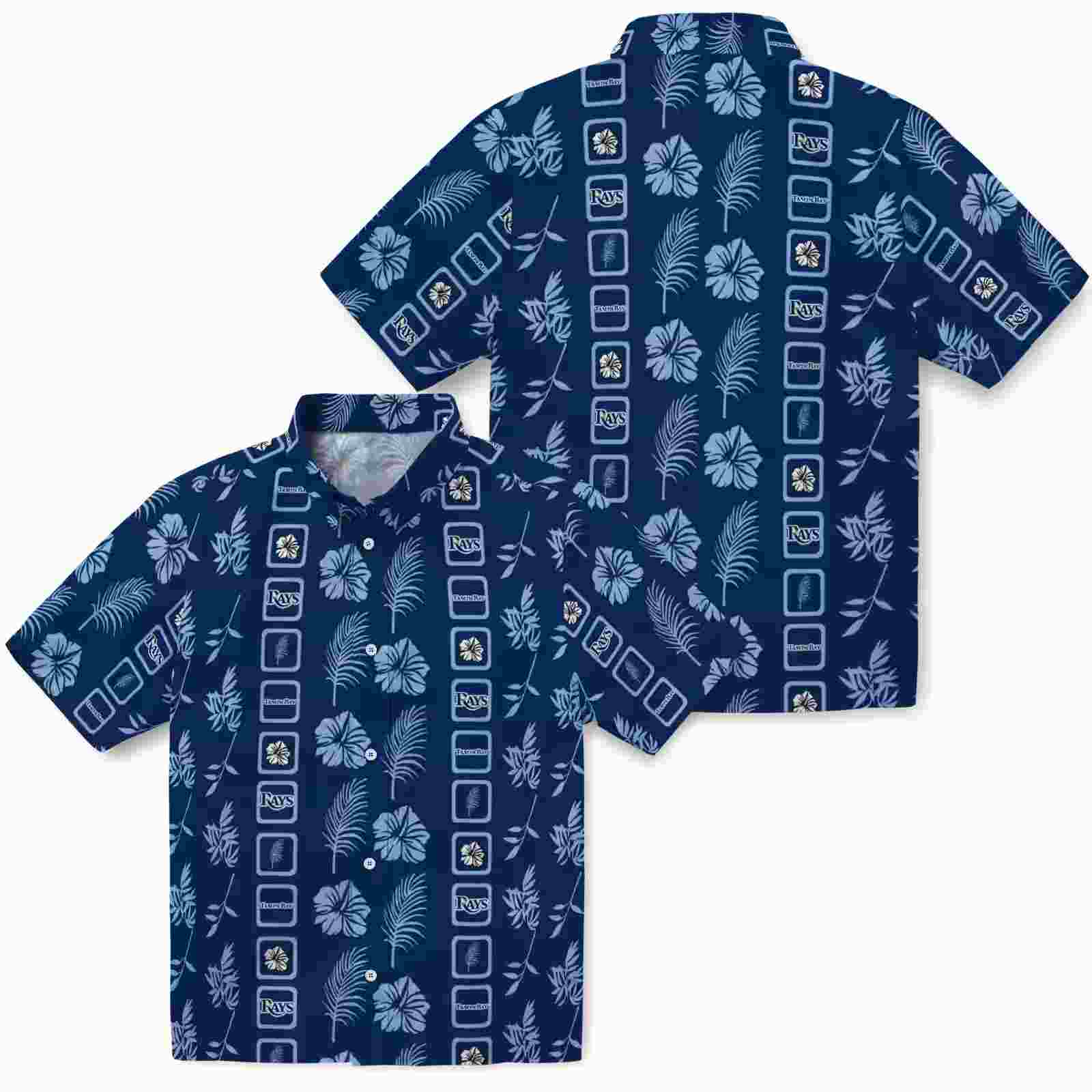 tampa bay rays framed floral navy hawaiian shirt high quality