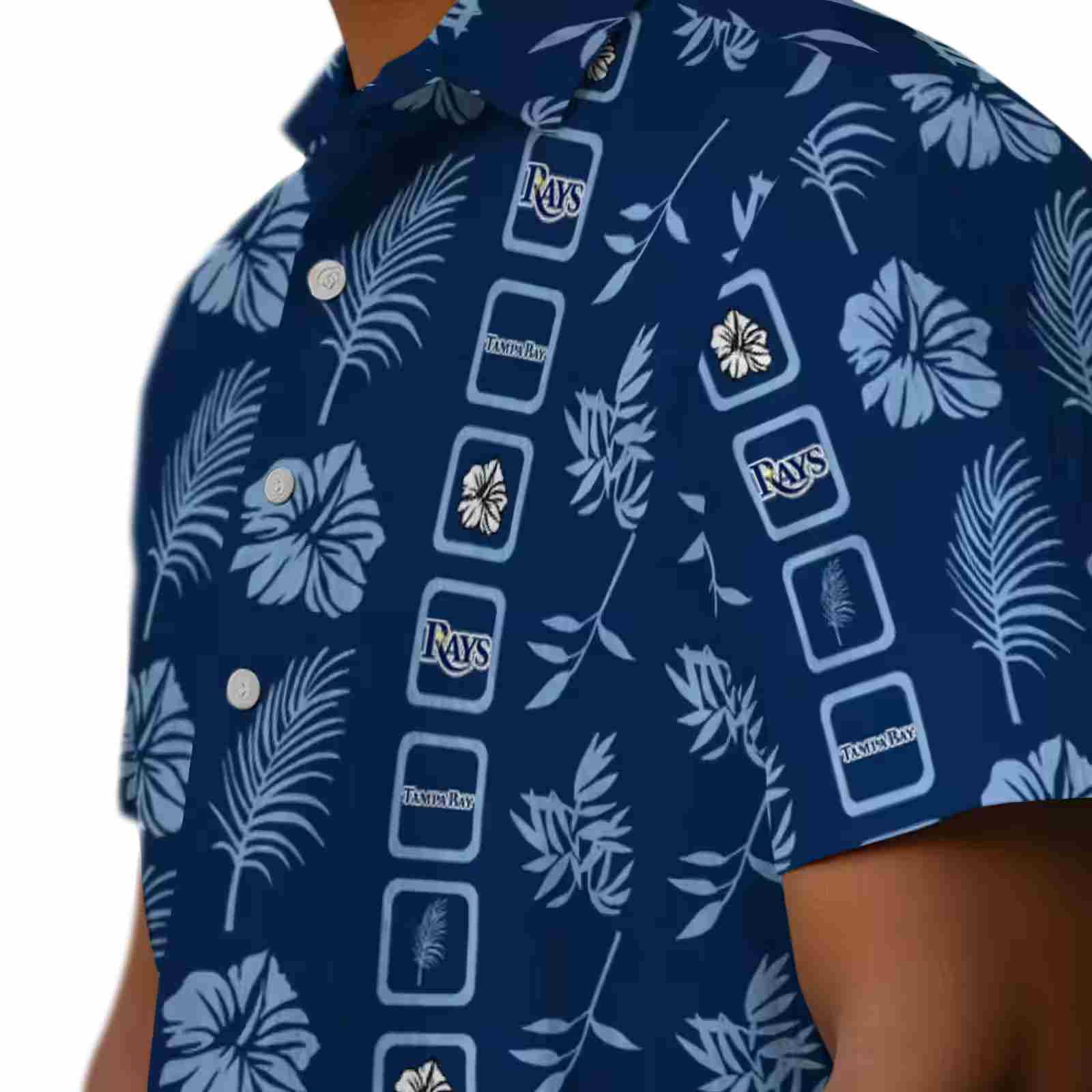 tampa bay rays framed floral navy hawaiian shirt trendy