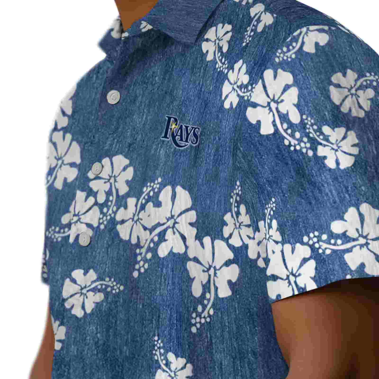 tampa bay rays hibiscus clusters navy hawaiian shirt trendy