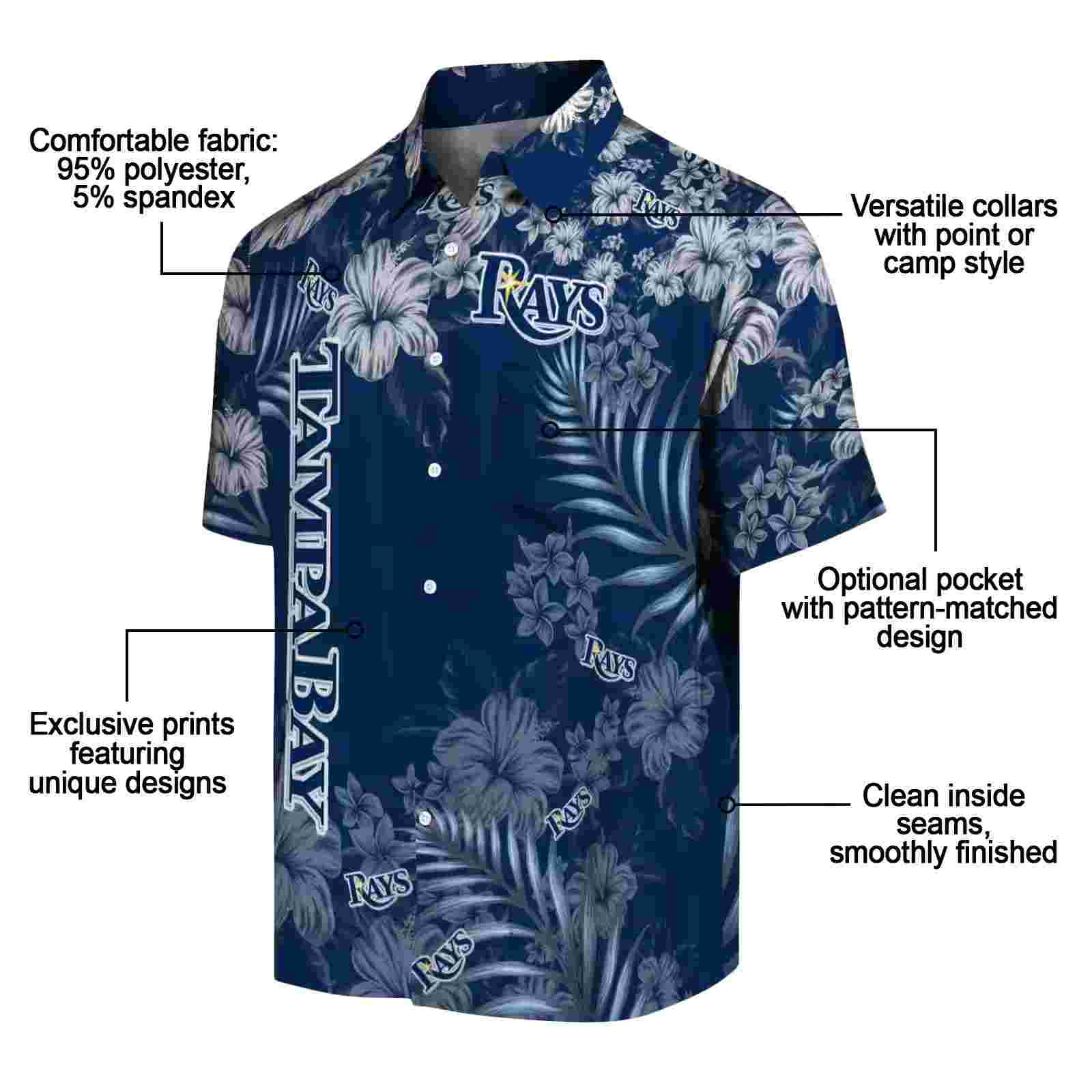 tampa bay rays hibiscus print navy hawaiian shirt new arrival