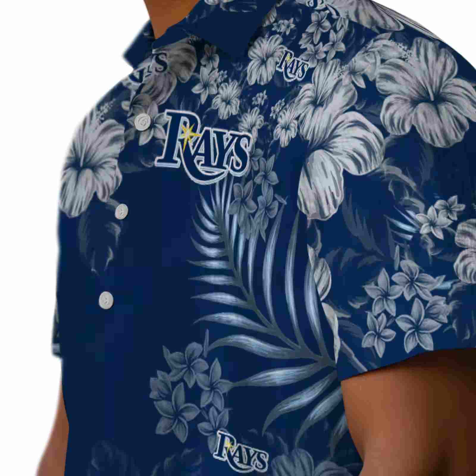 tampa bay rays hibiscus print navy hawaiian shirt trendy