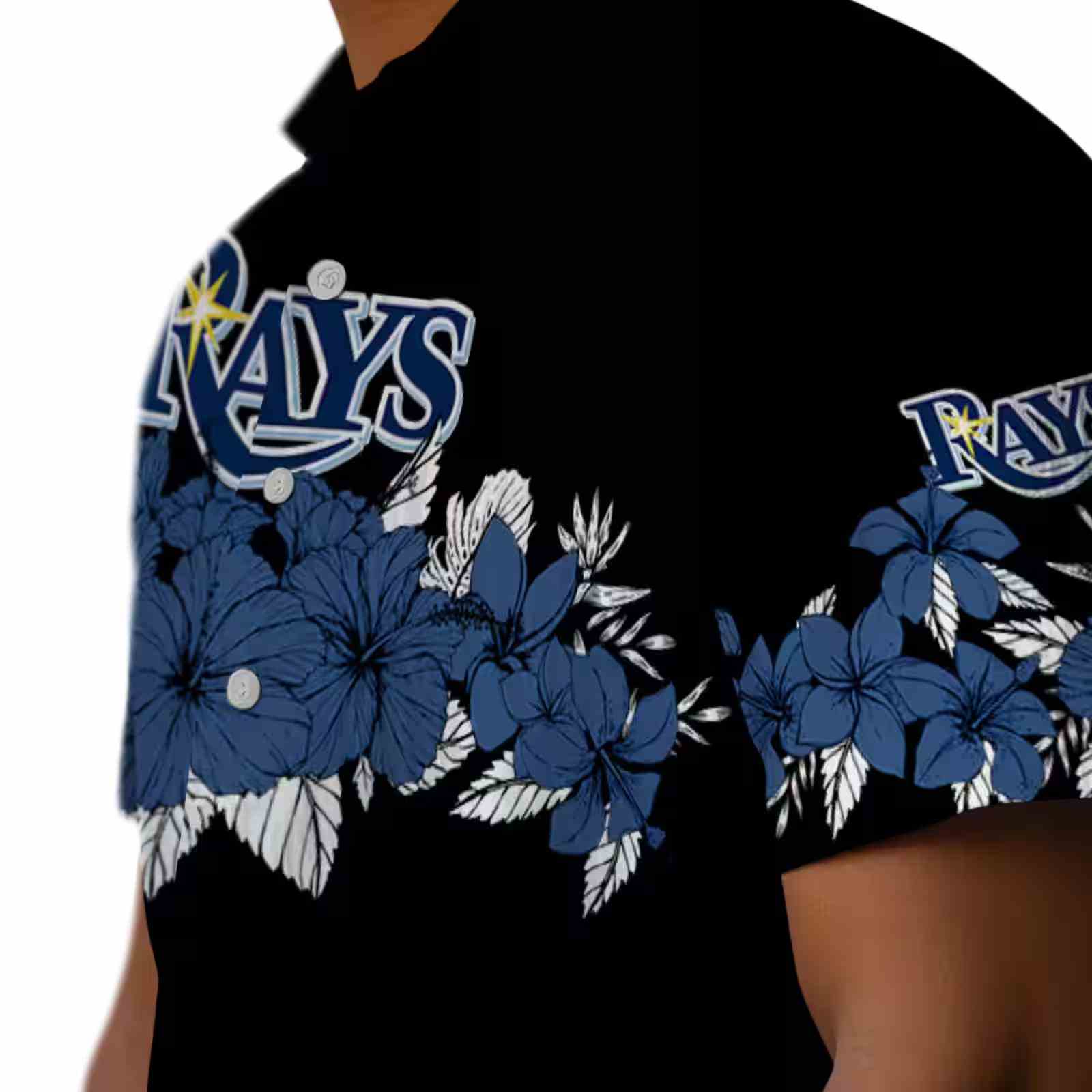 tampa bay rays hibiscus stripe navy black hawaiian shirt trendy