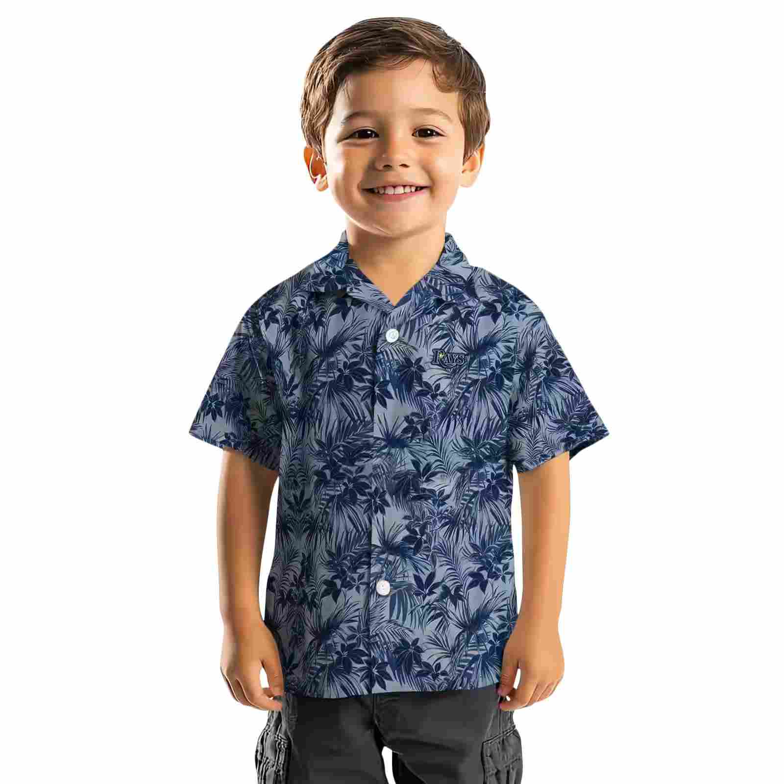 tampa bay rays leafy pattern navy hawaiian shirt top rated