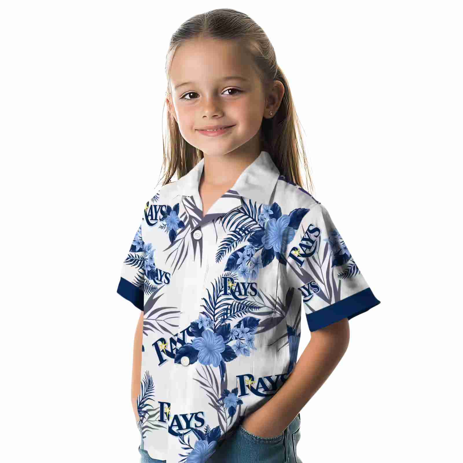 tampa bay rays patriotic hibiscus design navy white hawaiian shirt premium grade