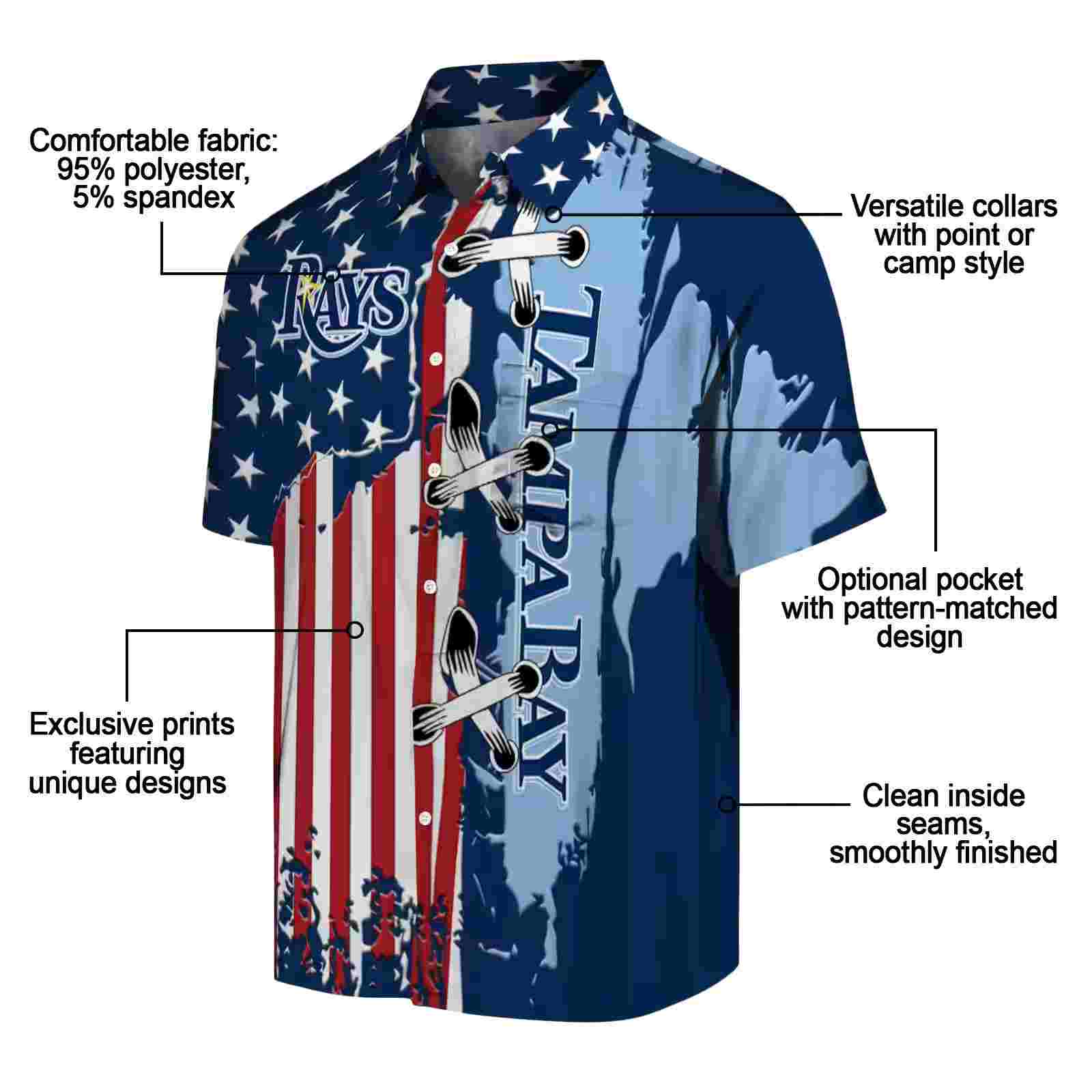 tampa bay rays stitched flag navy hawaiian shirt new arrival