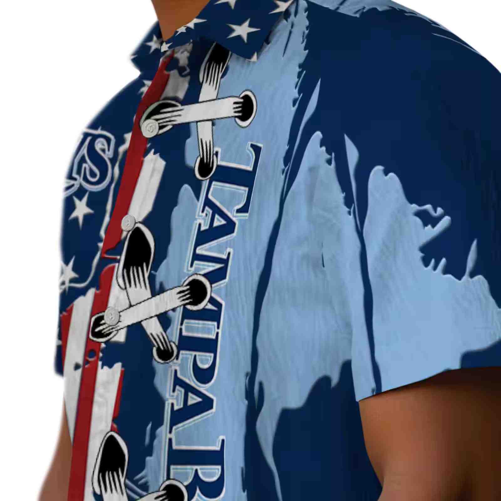 tampa bay rays stitched flag navy hawaiian shirt trendy