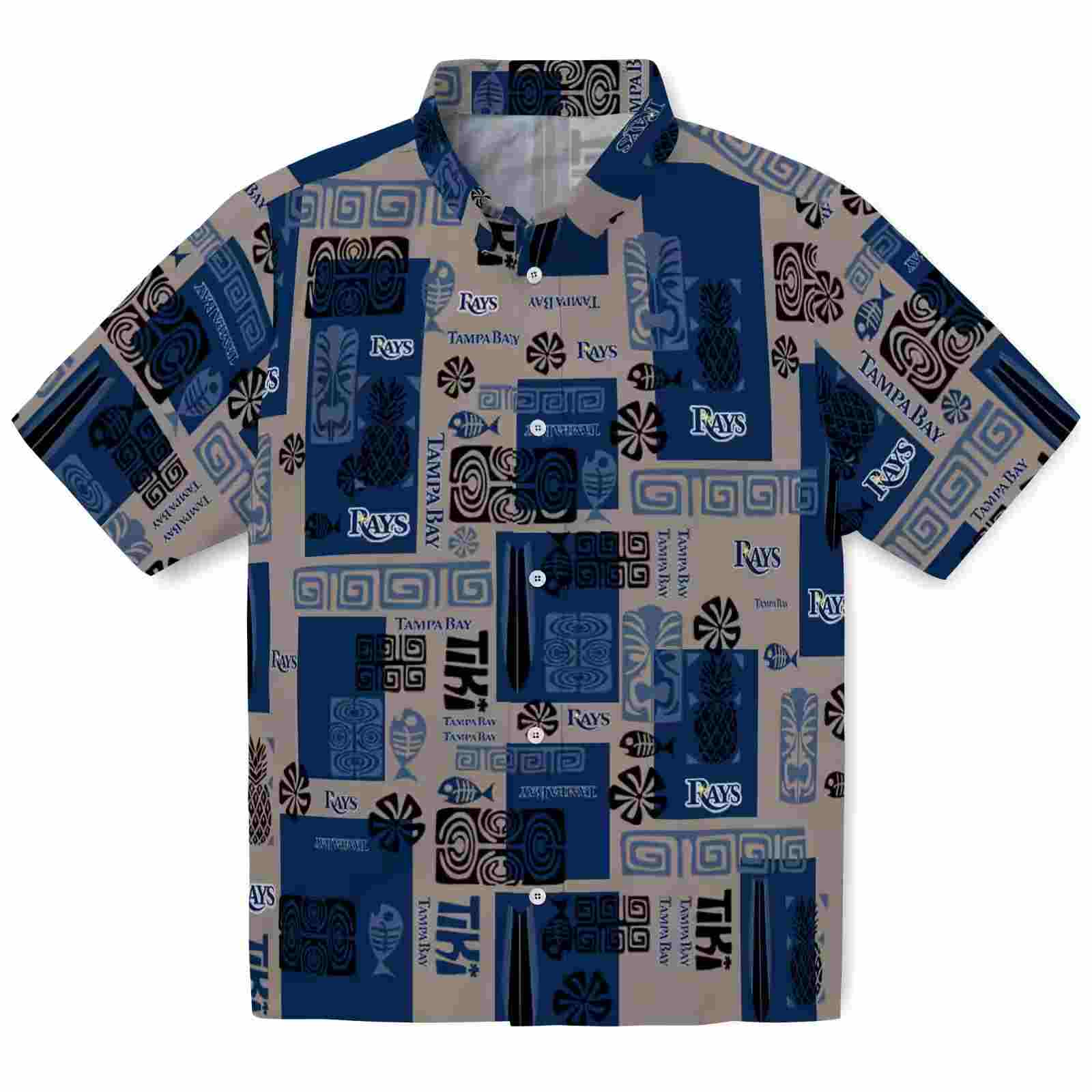 Tampa Bay Rays Tribal Symbols Navy Hawaiian Shirt