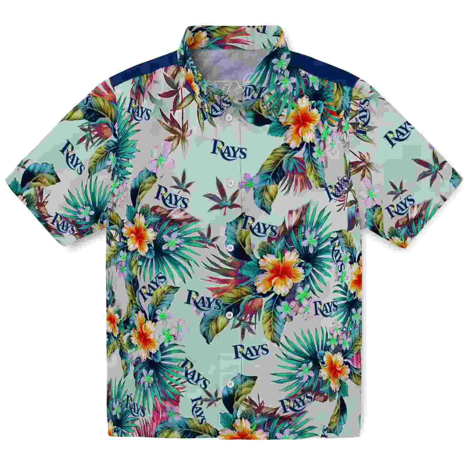 Tampa Bay Rays Tropical Foliage Green Hawaiian Shirt