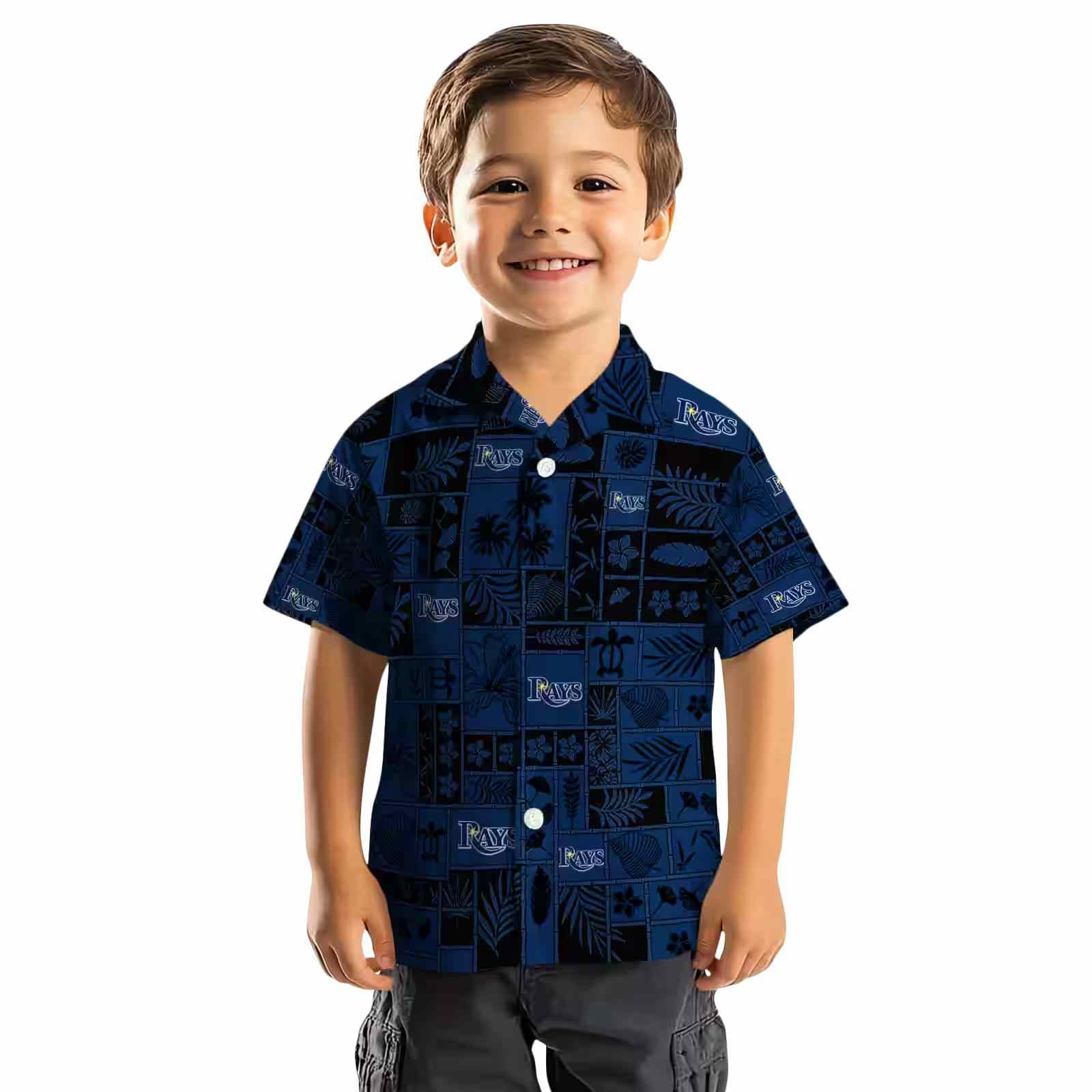 tampa bay rays tropical patchwork navy black hawaiian shirt top rated