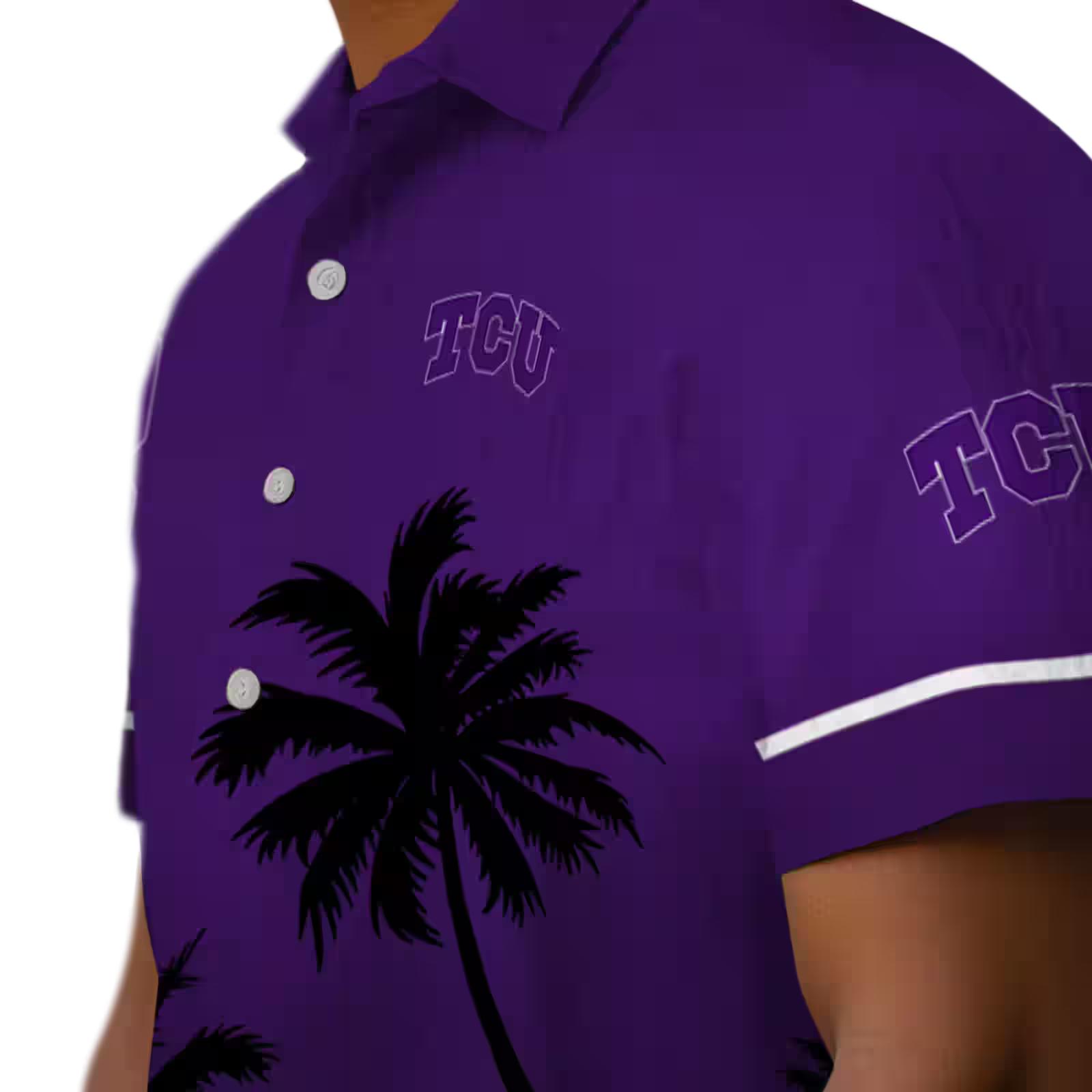 tcu horned frogs beach sunset purple black hawaiian shirt trendy