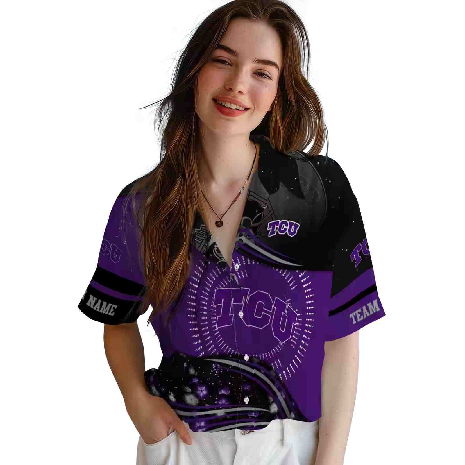 tcu horned frogs football wave purple black hawaiian shirt latest model