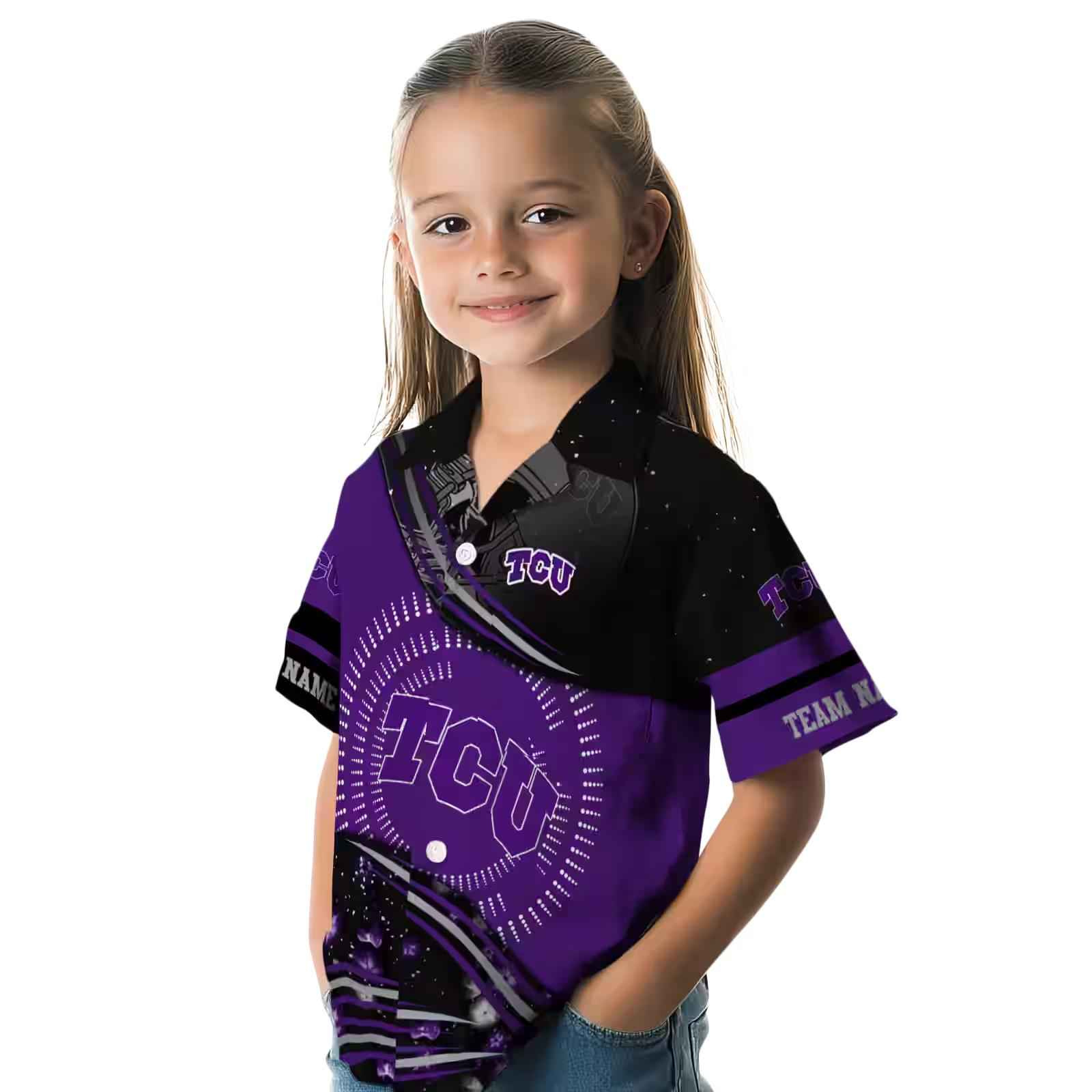 tcu horned frogs football wave purple black hawaiian shirt premium grade