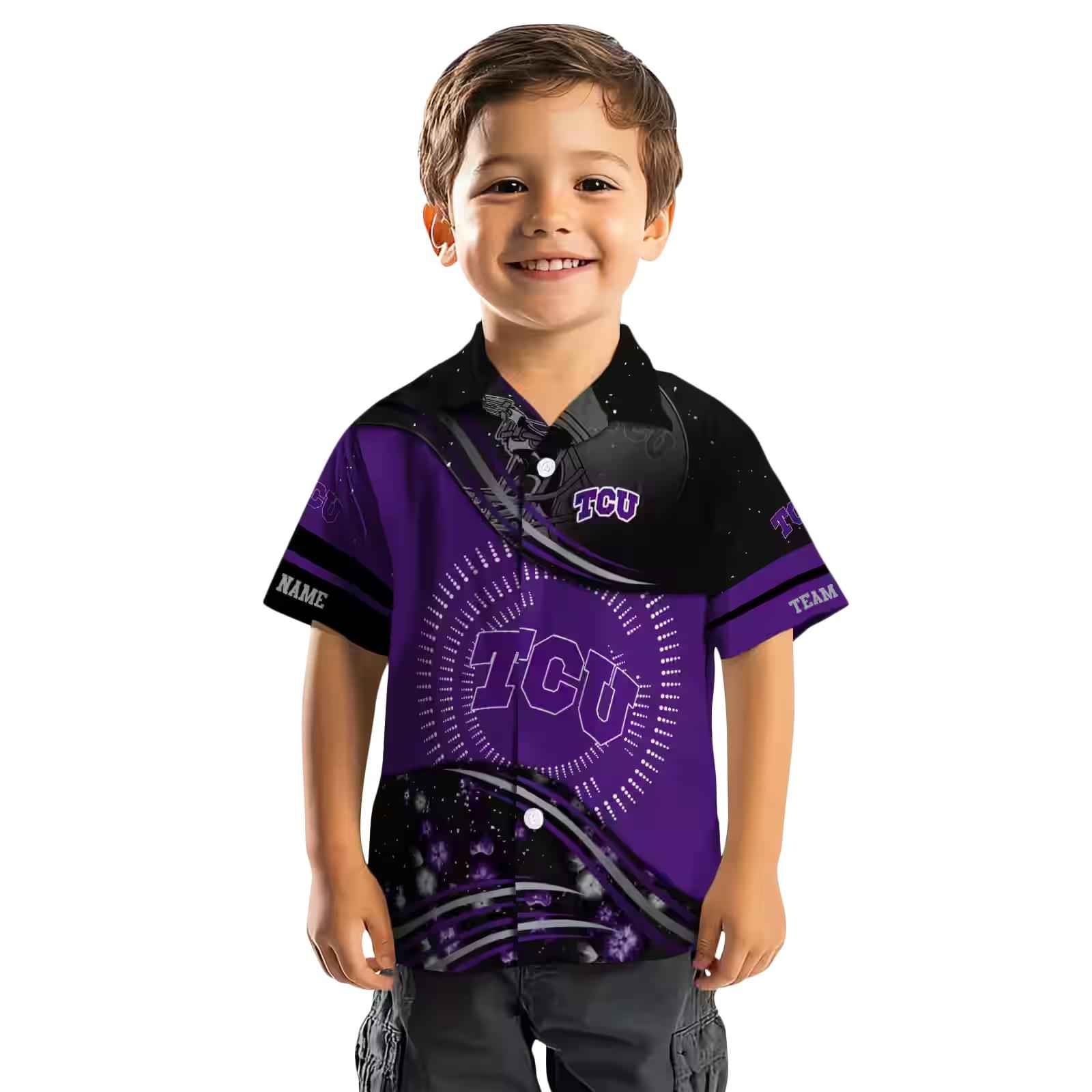 tcu horned frogs football wave purple black hawaiian shirt top rated