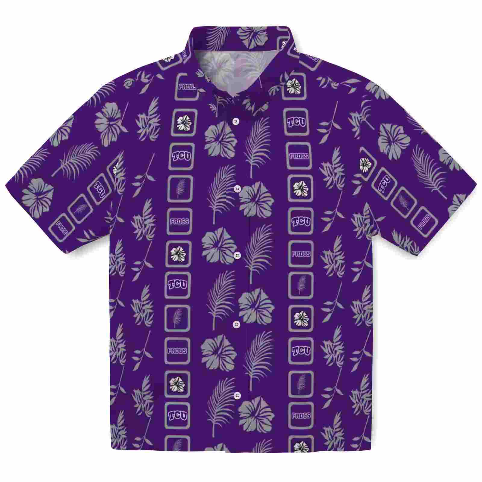 TCU Horned Frogs Framed Floral Purple Hawaiian Shirt