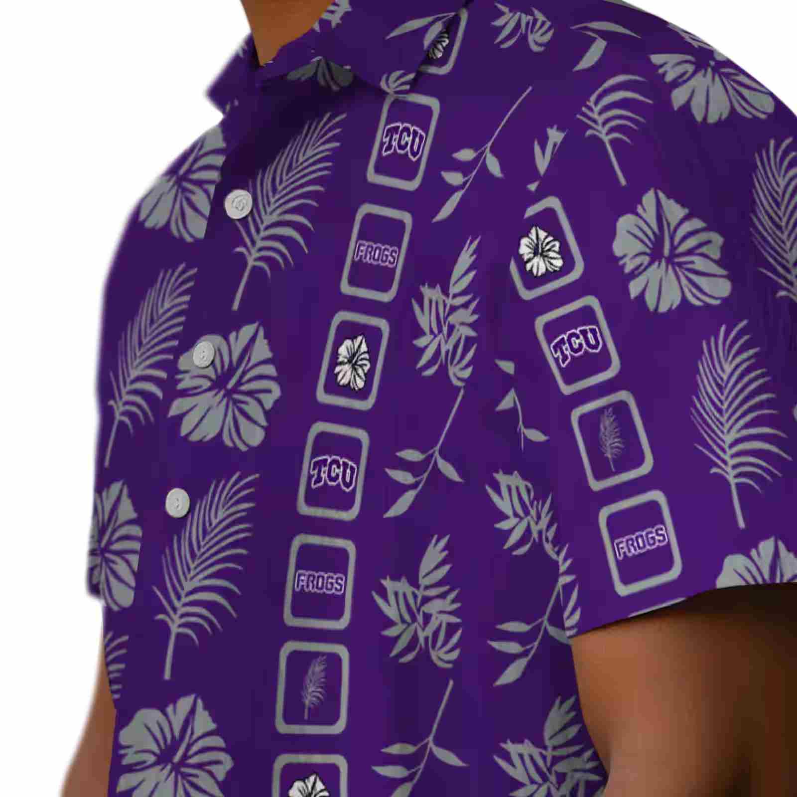 tcu horned frogs framed floral purple hawaiian shirt trendy