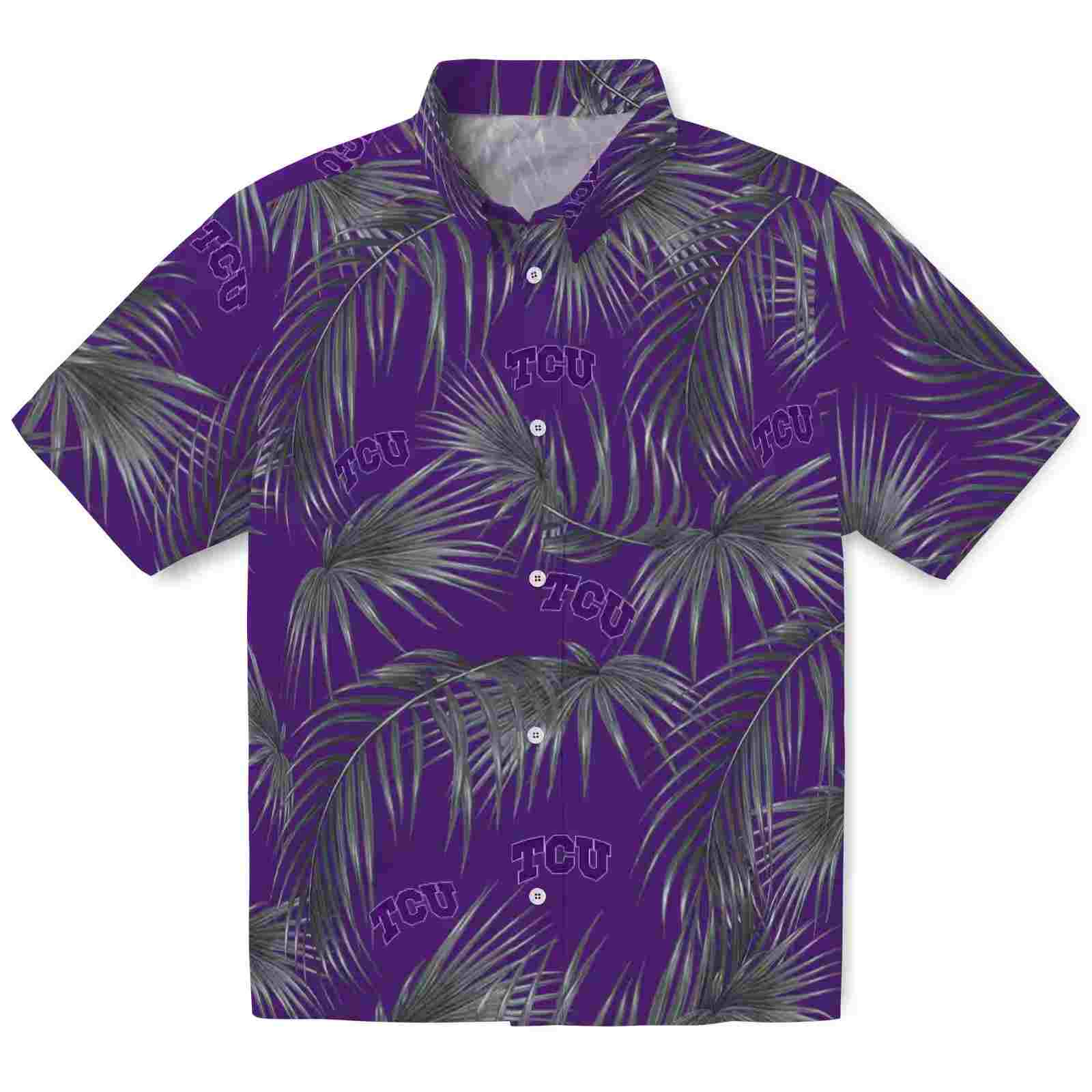 TCU Horned Frogs Leafy Palms Purple Hawaiian Shirt