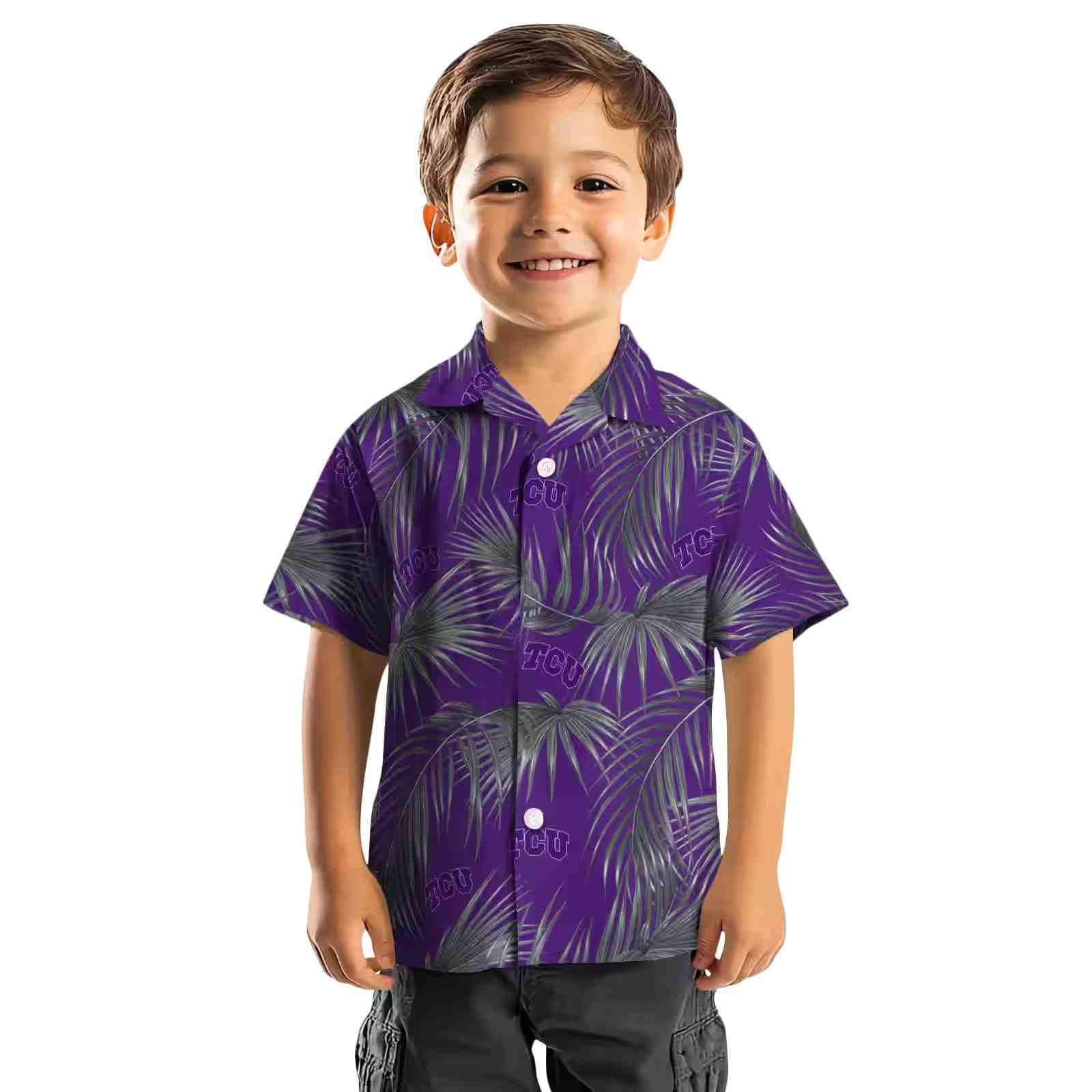 tcu horned frogs leafy palms purple hawaiian shirt top rated