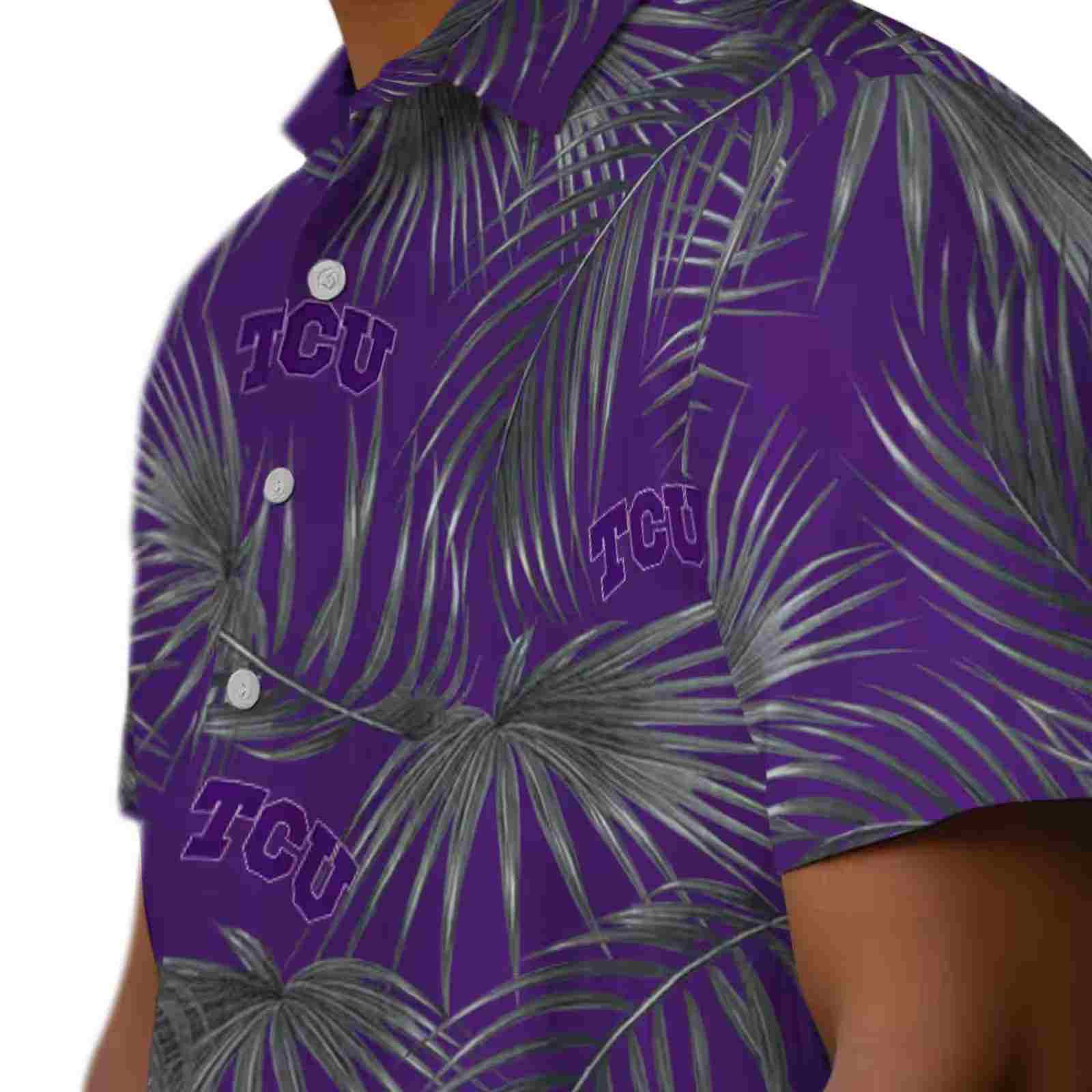 tcu horned frogs leafy palms purple hawaiian shirt trendy