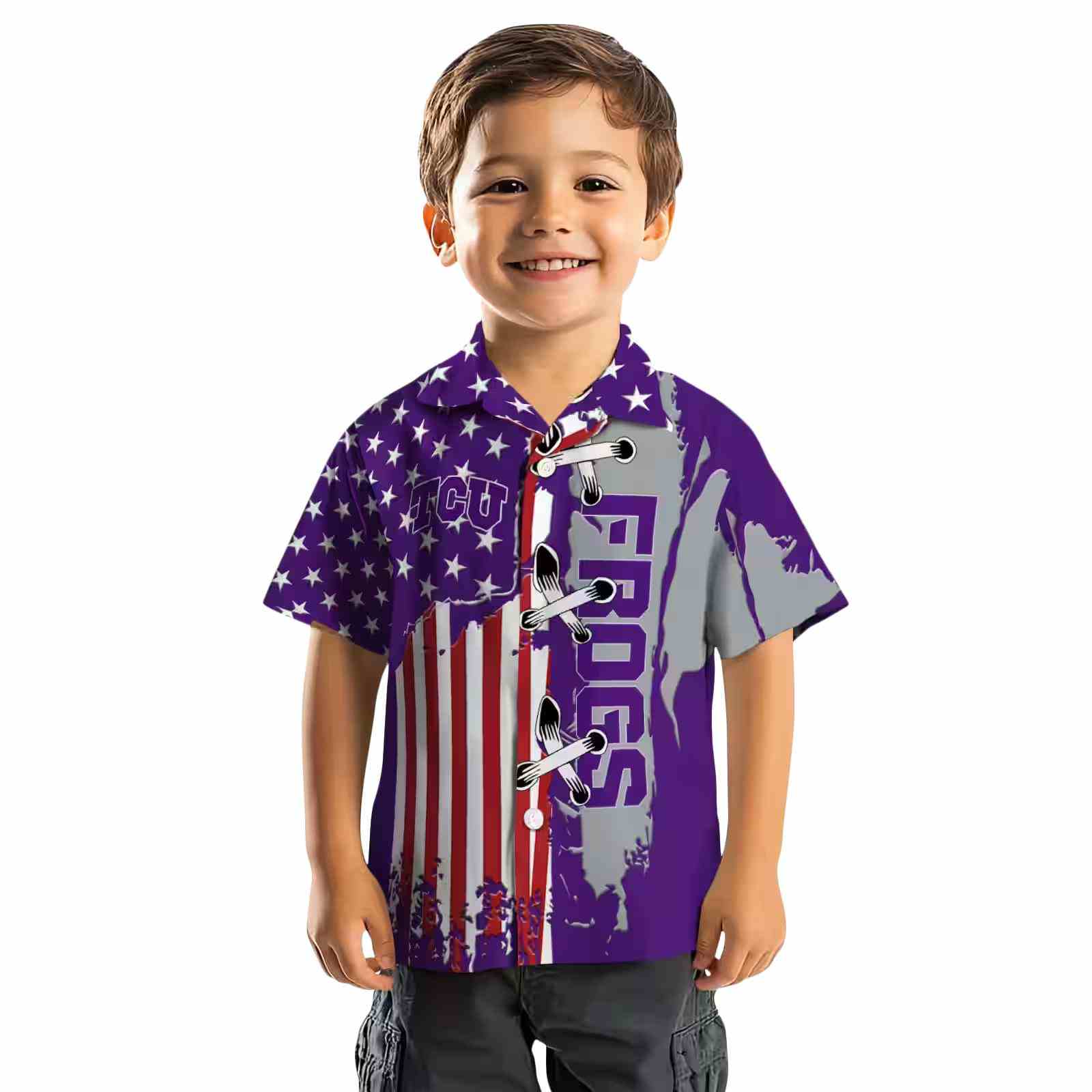 tcu horned frogs stitched flag purple hawaiian shirt top rated