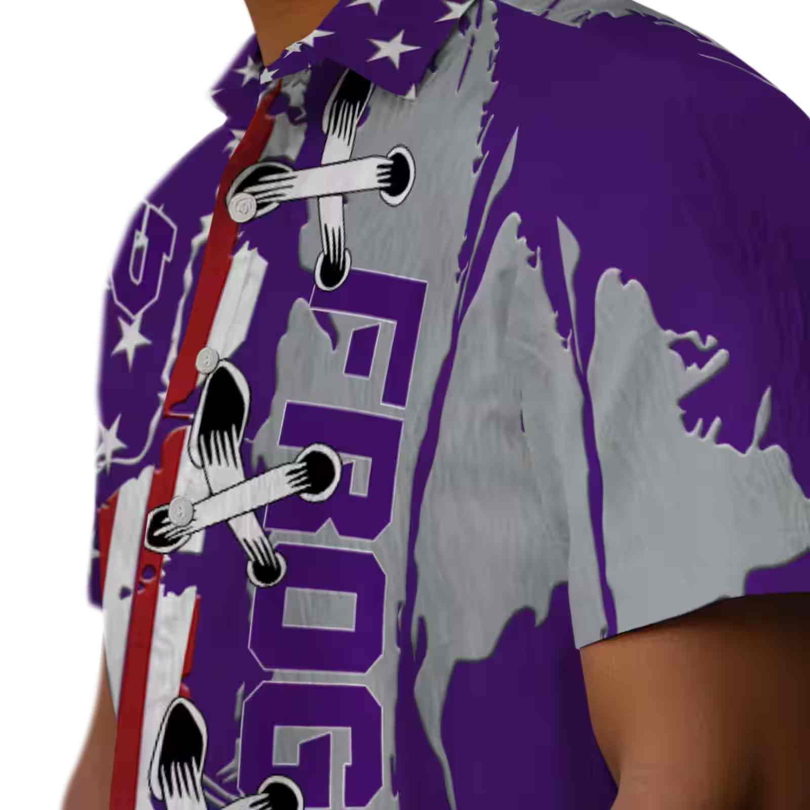 tcu horned frogs stitched flag purple hawaiian shirt trendy