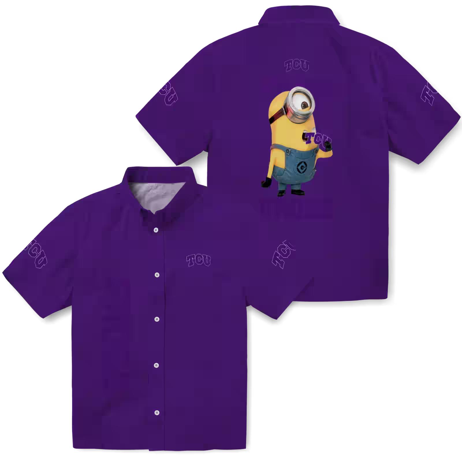 tcu horned frogs stuart minion purple hawaiian shirt high quality