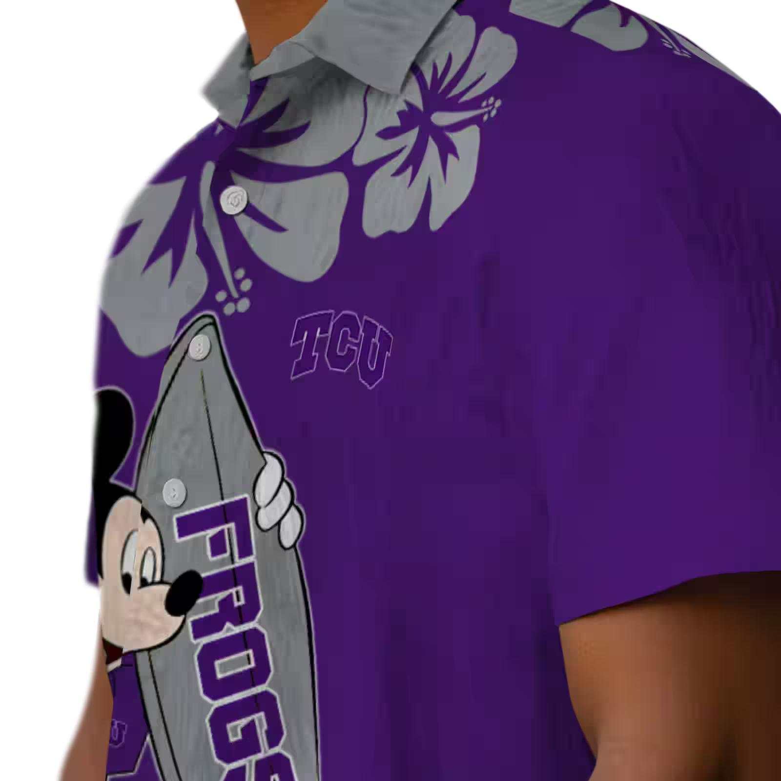 tcu horned frogs surfing mickey purple hawaiian shirt trendy