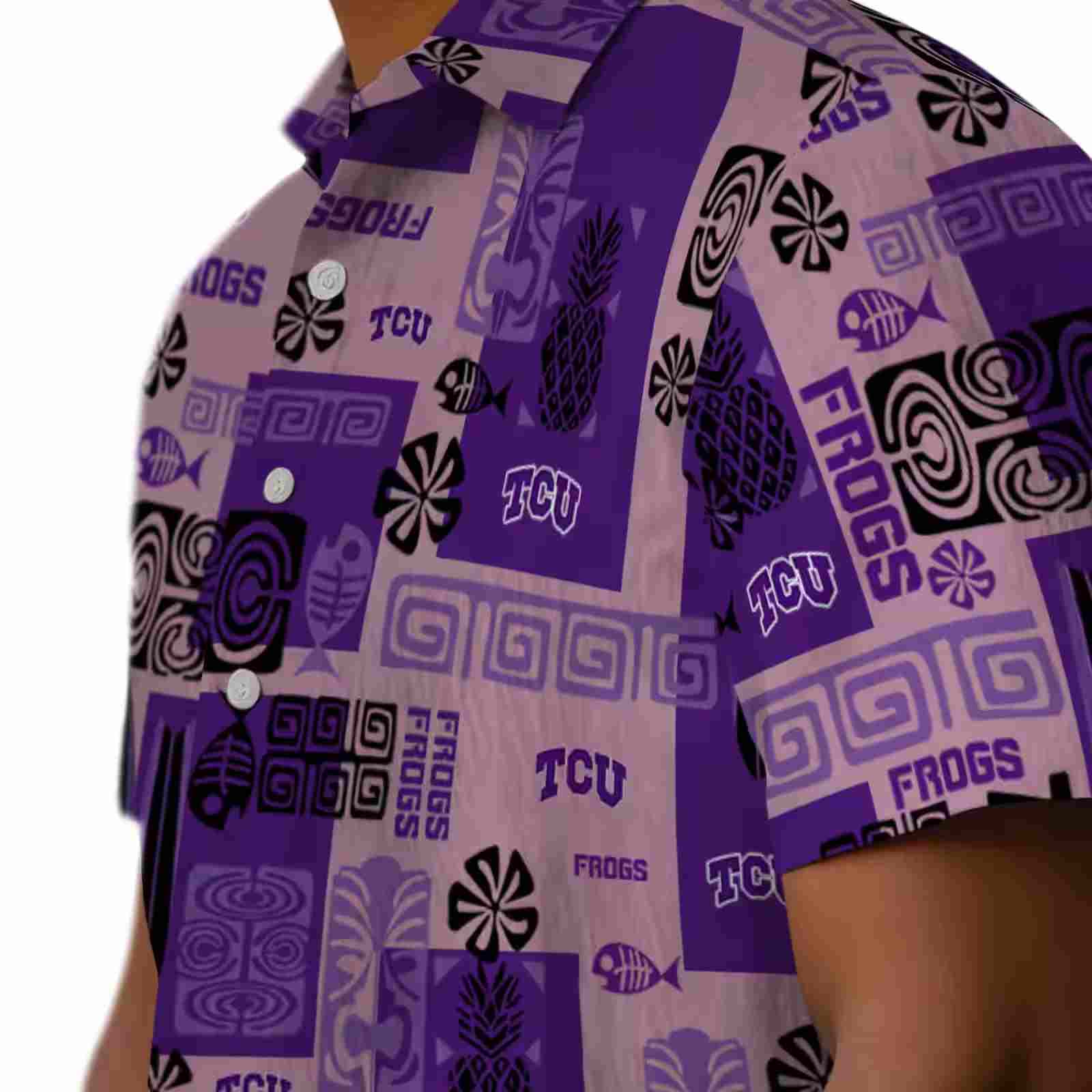 tcu horned frogs tribal symbols purple hawaiian shirt trendy