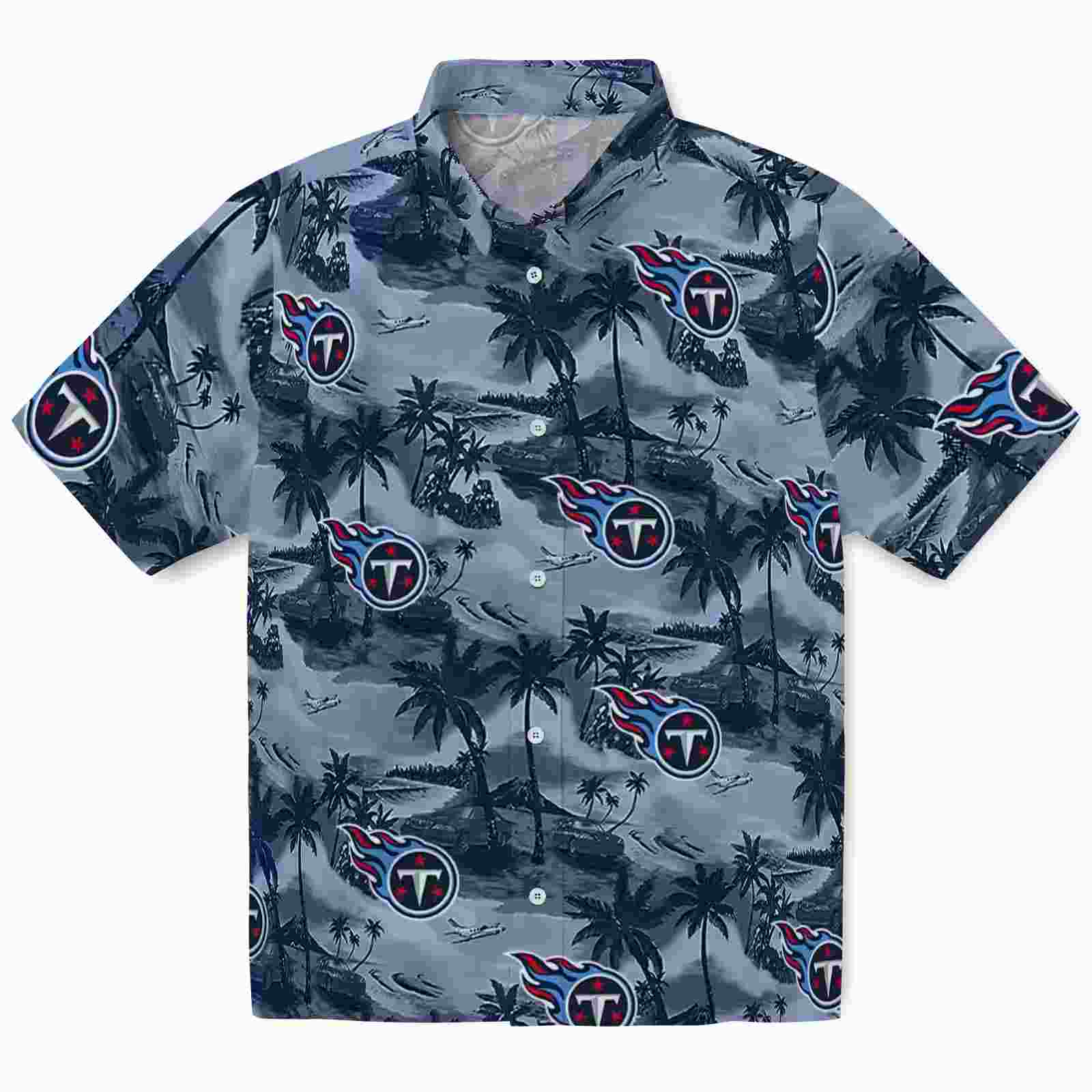 Tennessee Titans Coastal Palms Navy Hawaiian Shirt