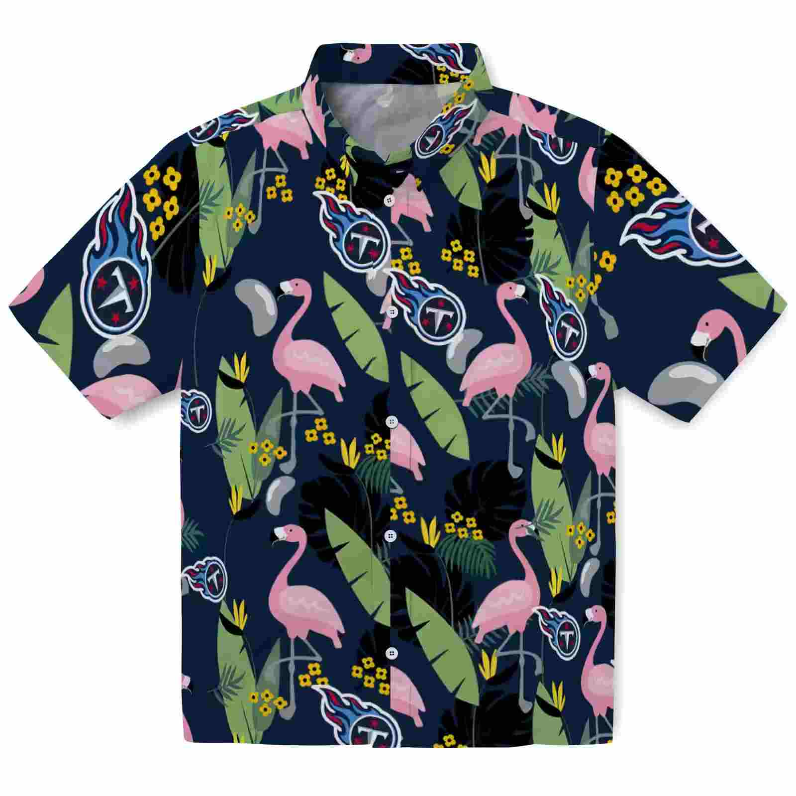 Tennessee Titans Flamingo Leaves Navy Hawaiian Shirt