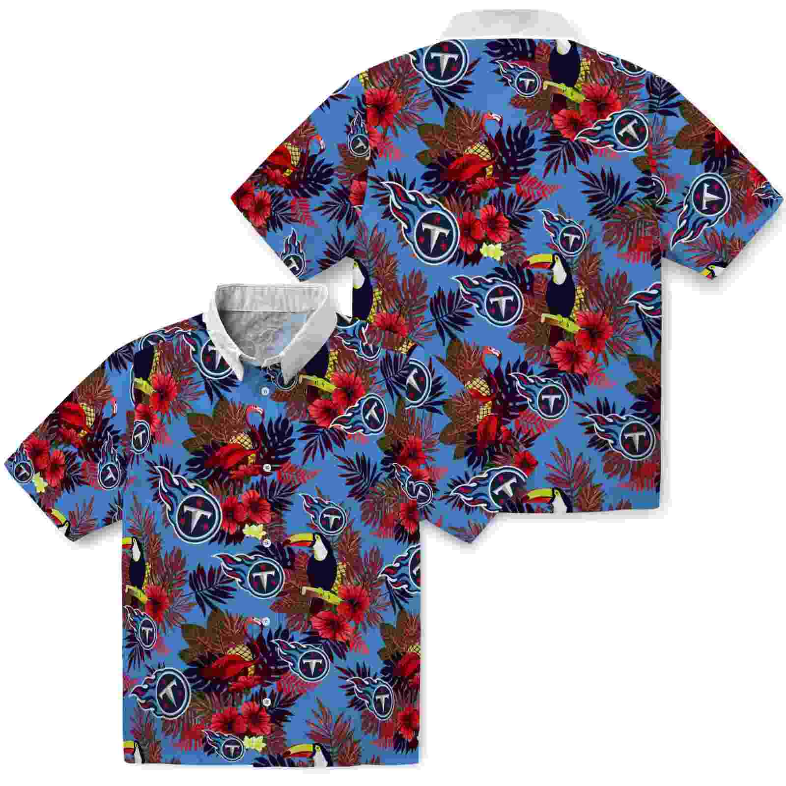 tennessee titans floral toucan navy red hawaiian shirt high quality