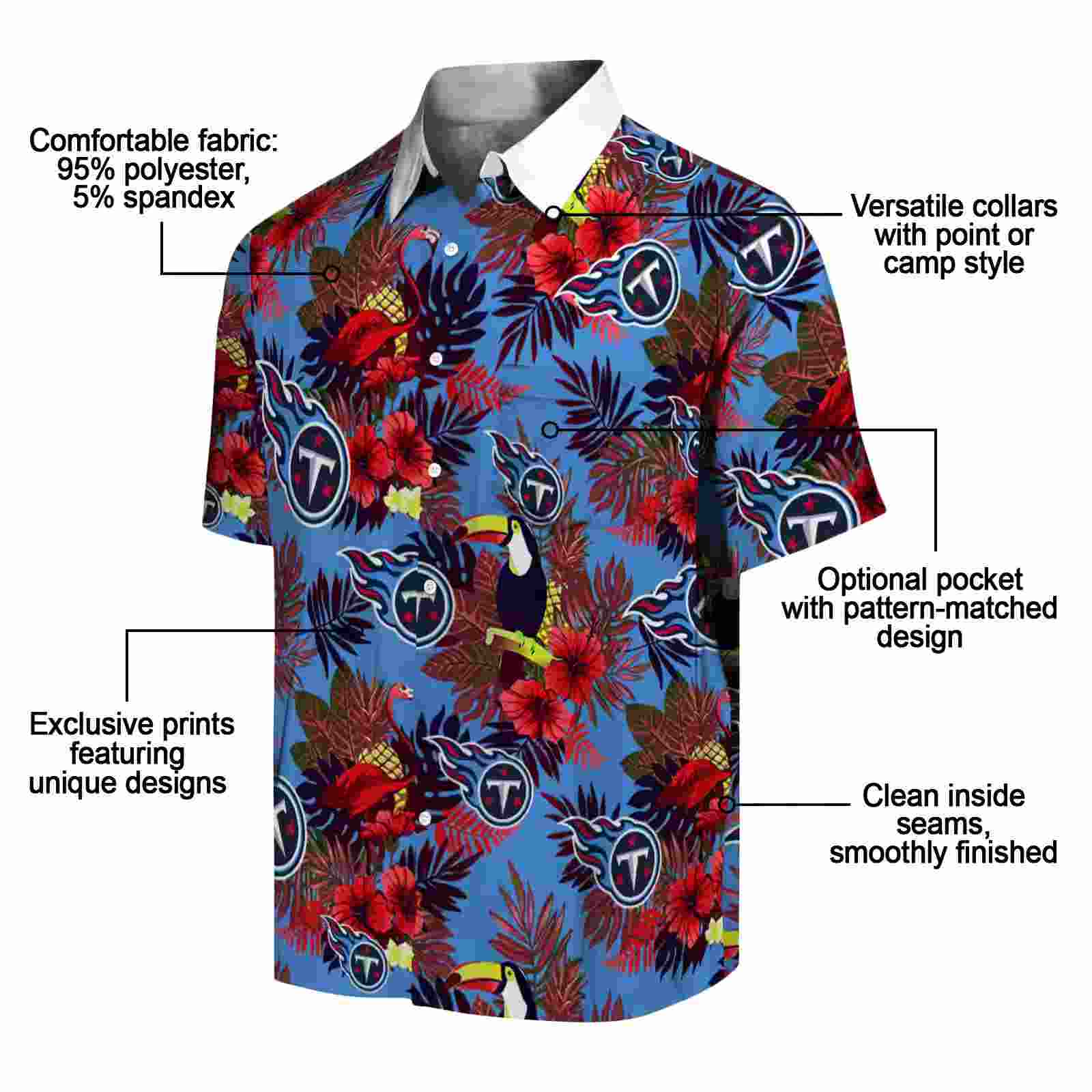 tennessee titans floral toucan navy red hawaiian shirt new arrival