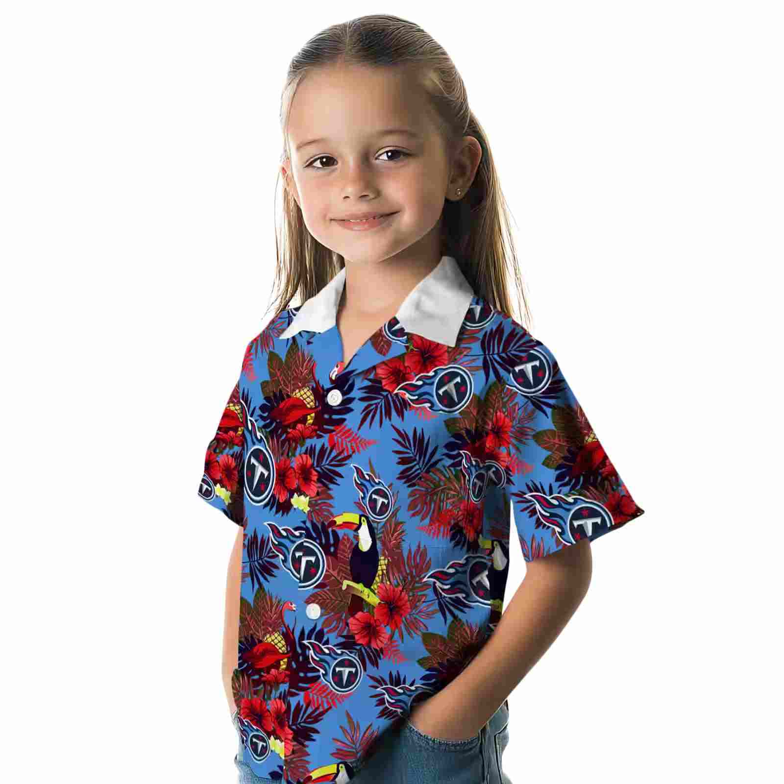 tennessee titans floral toucan navy red hawaiian shirt premium grade