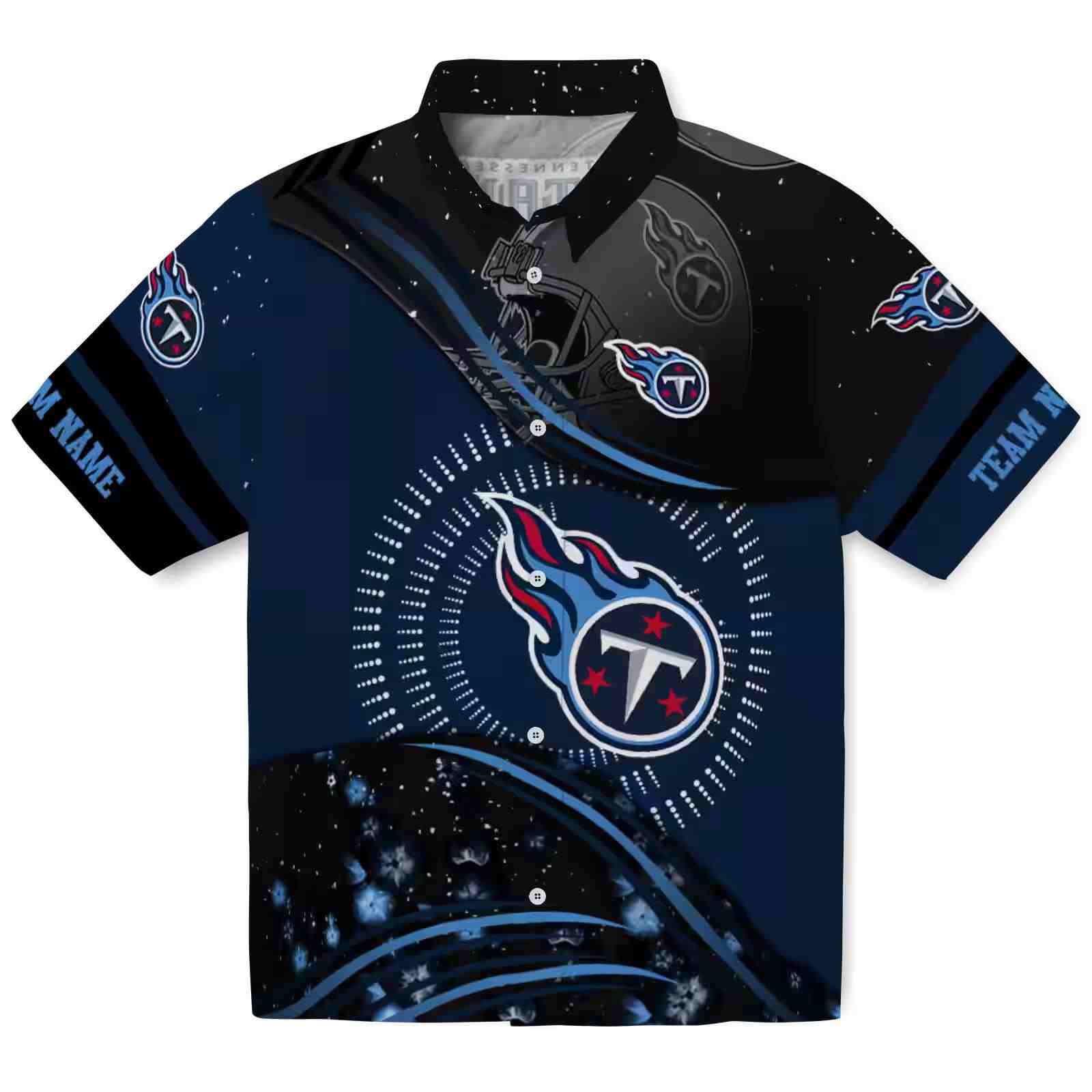 Tennessee Titans Football Wave Navy Black Hawaiian Shirt