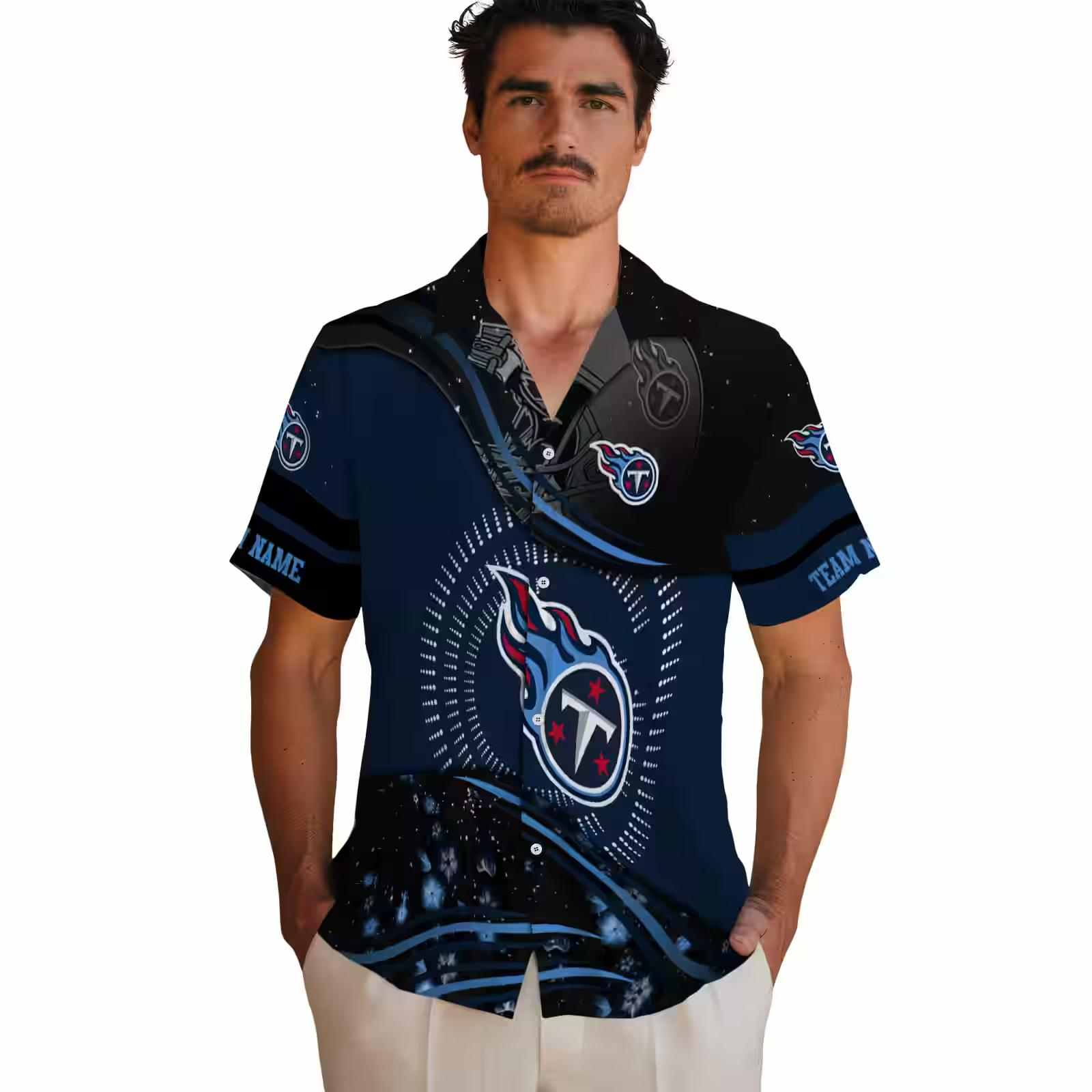 tennessee titans football wave navy black hawaiian shirt fashion forward