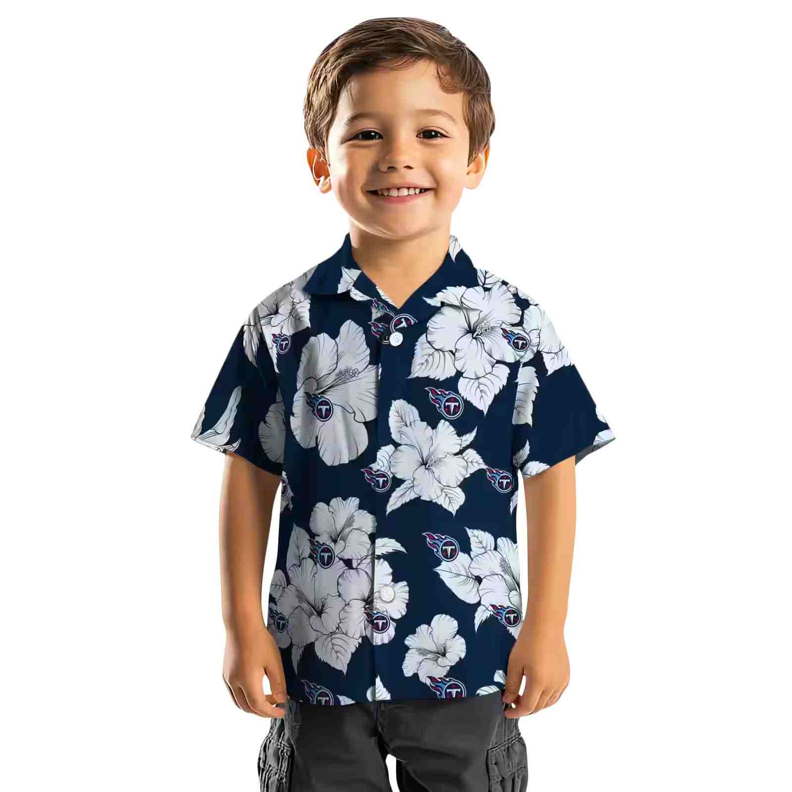 tennessee titans hibiscus blooms navy white hawaiian shirt top rated